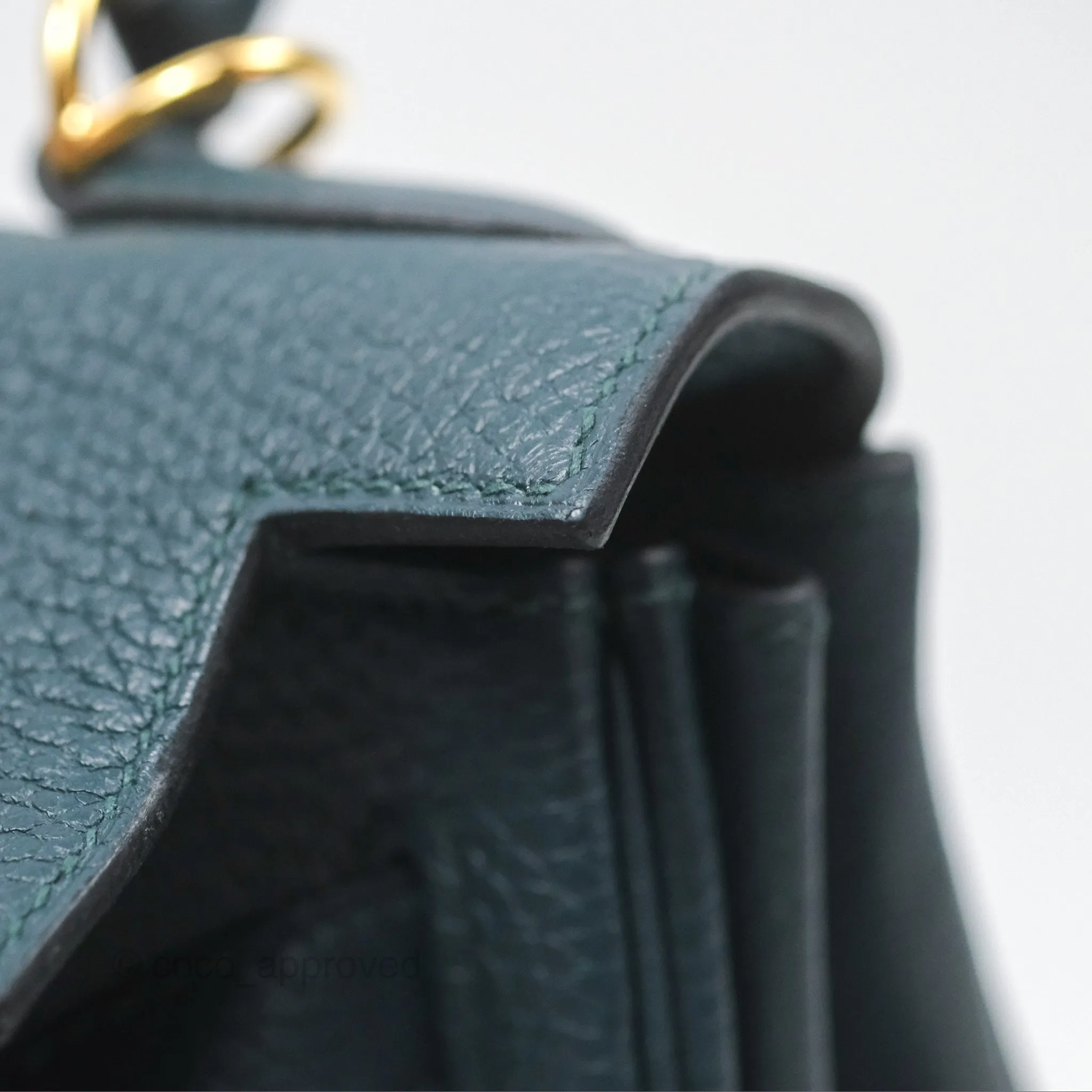 Hermes Kelly 28 Clemence Vert Cypress 6O Gold Hardware