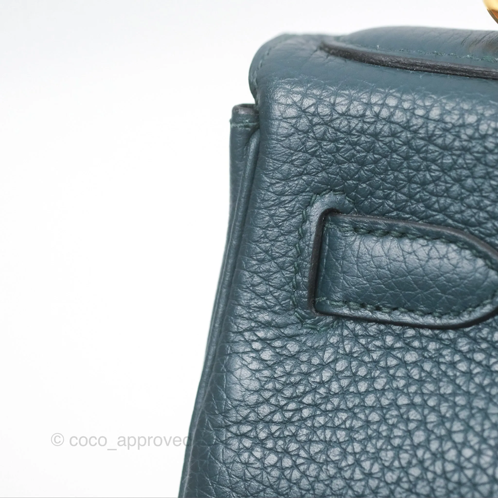 Hermes Kelly 28 Clemence Vert Cypress 6O Gold Hardware