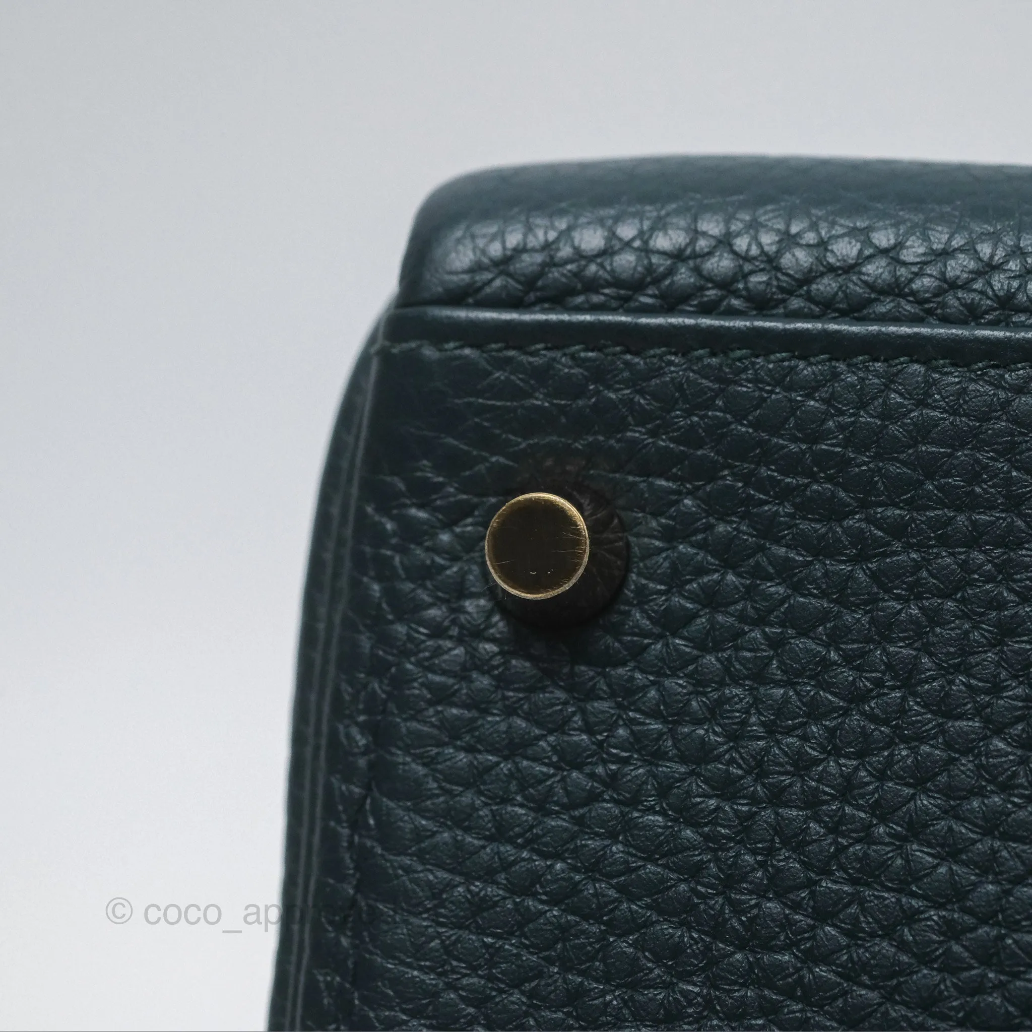 Hermes Kelly 28 Clemence Vert Cypress 6O Gold Hardware