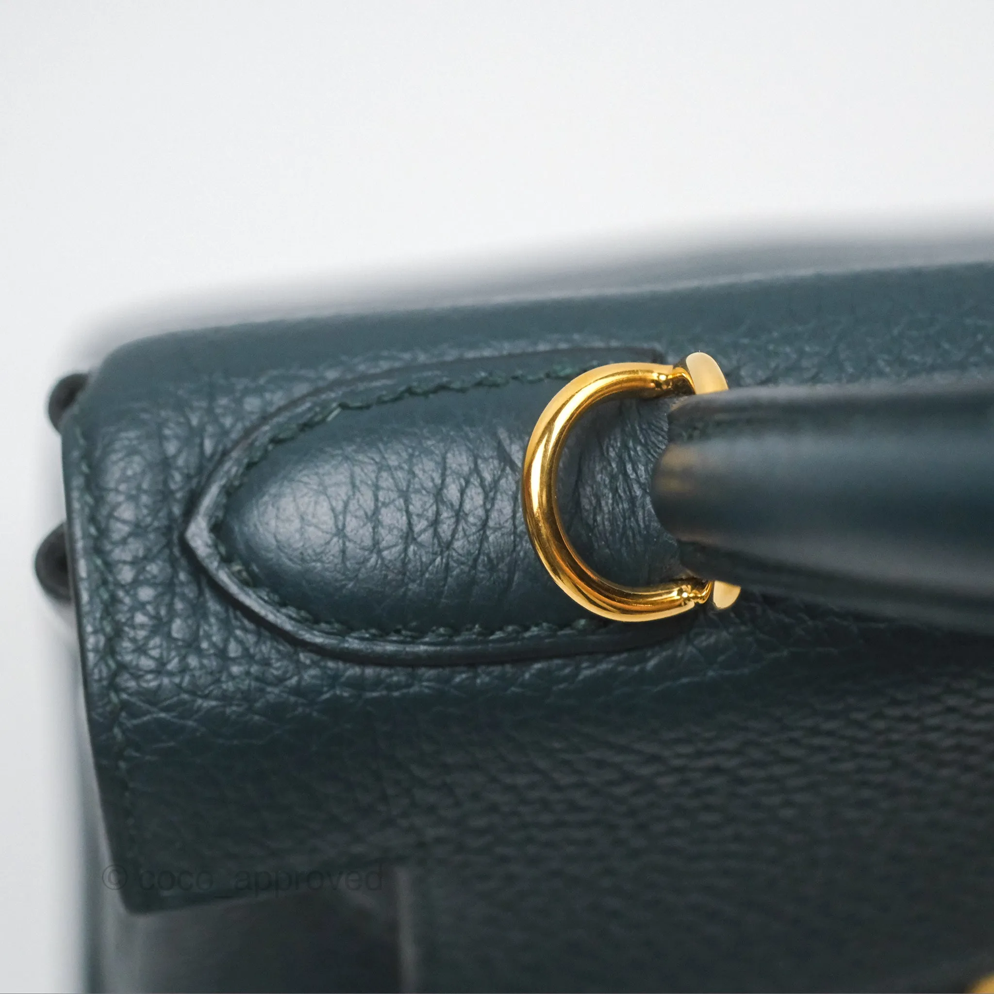 Hermes Kelly 28 Clemence Vert Cypress 6O Gold Hardware
