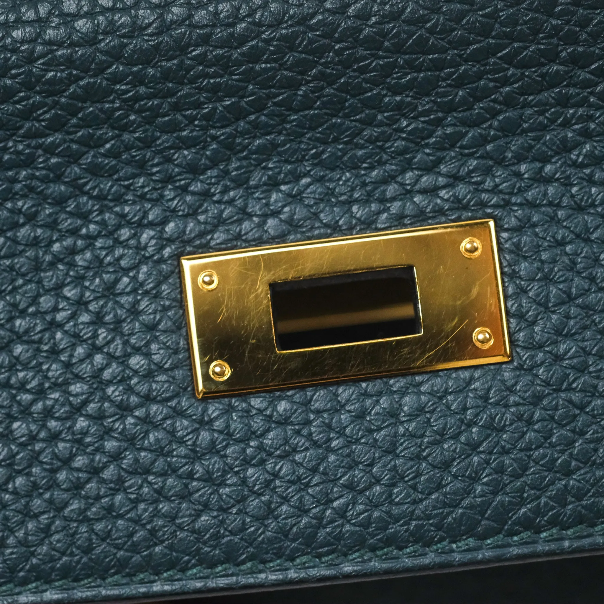 Hermes Kelly 28 Clemence Vert Cypress 6O Gold Hardware