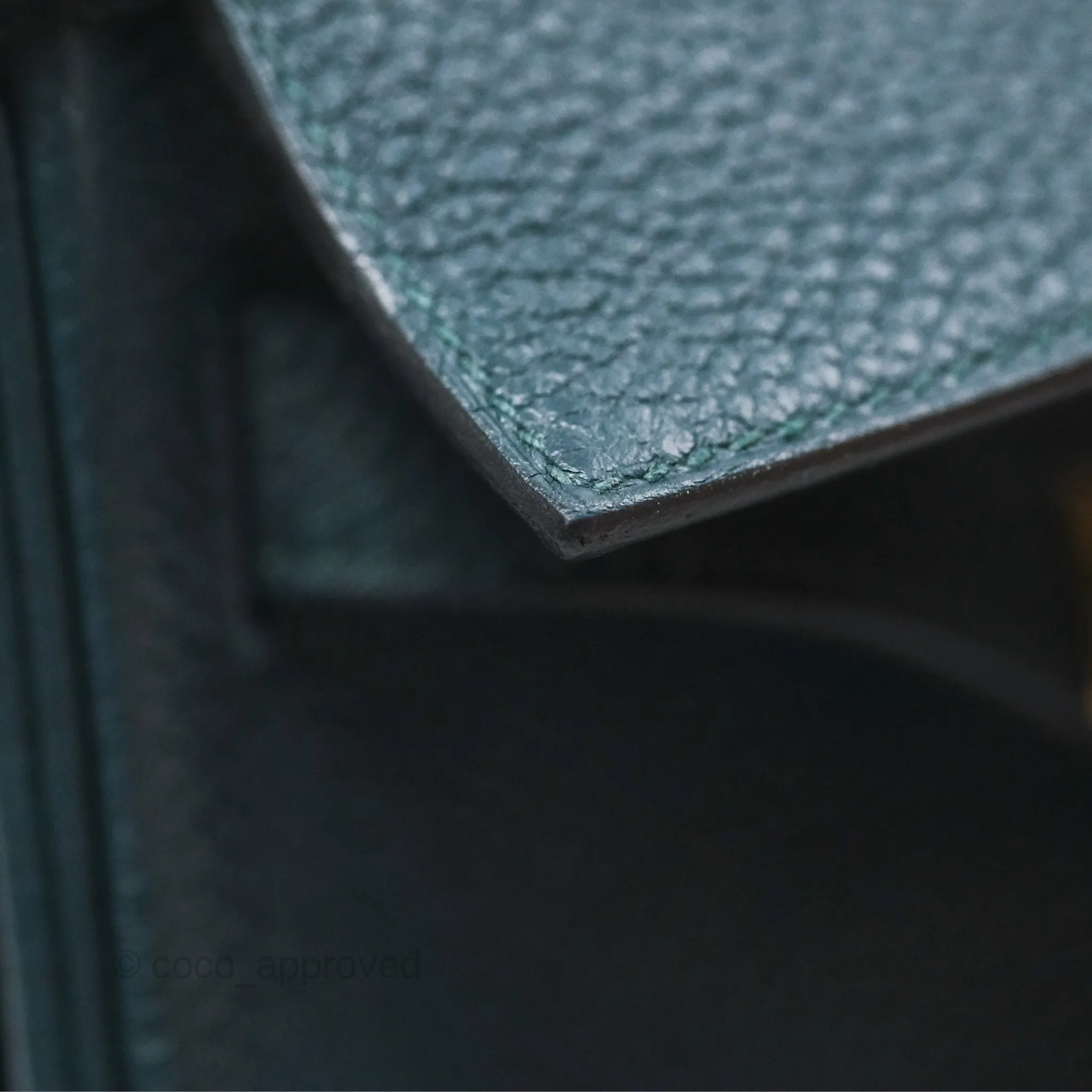 Hermes Kelly 28 Clemence Vert Cypress 6O Gold Hardware