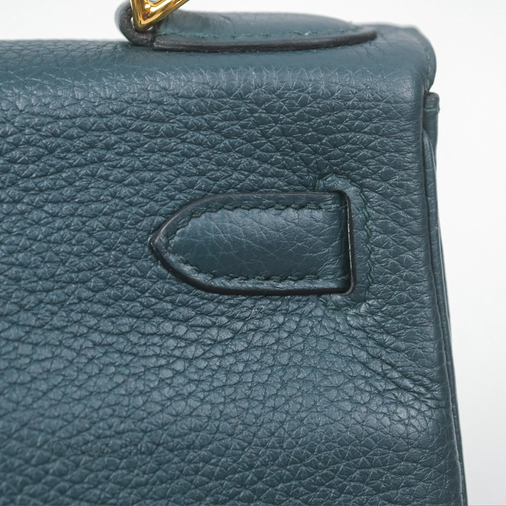 Hermes Kelly 28 Clemence Vert Cypress 6O Gold Hardware