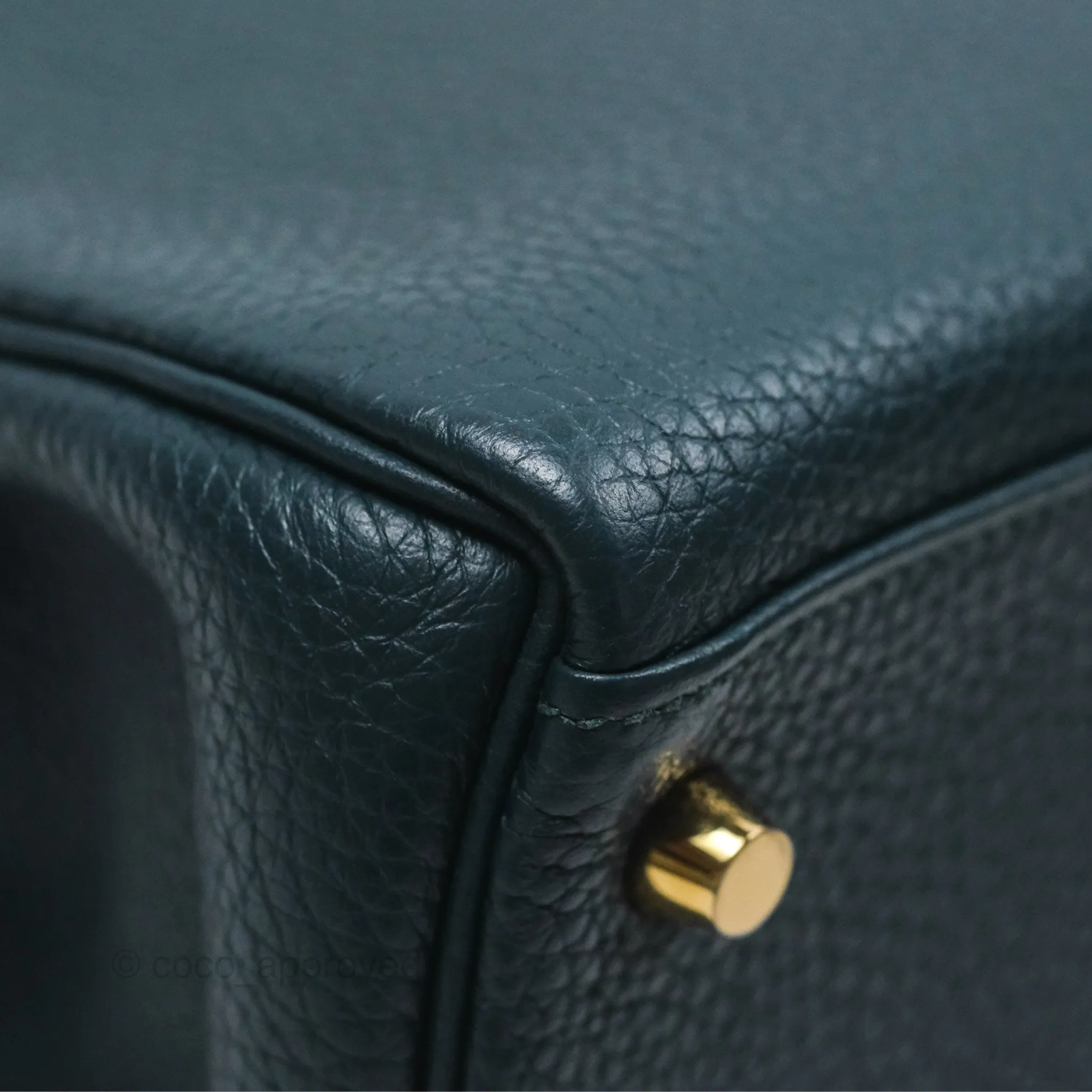 Hermes Kelly 28 Clemence Vert Cypress 6O Gold Hardware