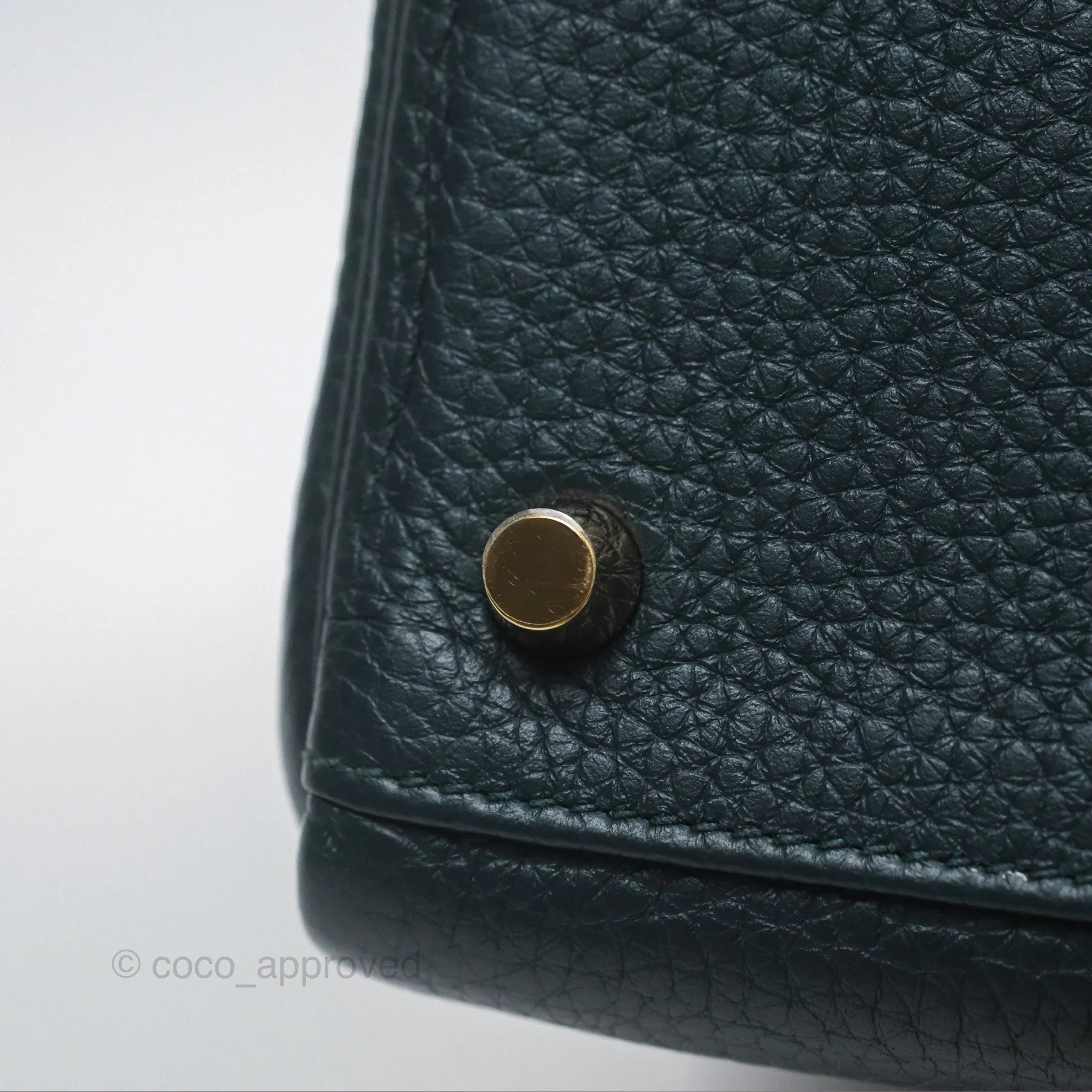 Hermes Kelly 28 Clemence Vert Cypress 6O Gold Hardware
