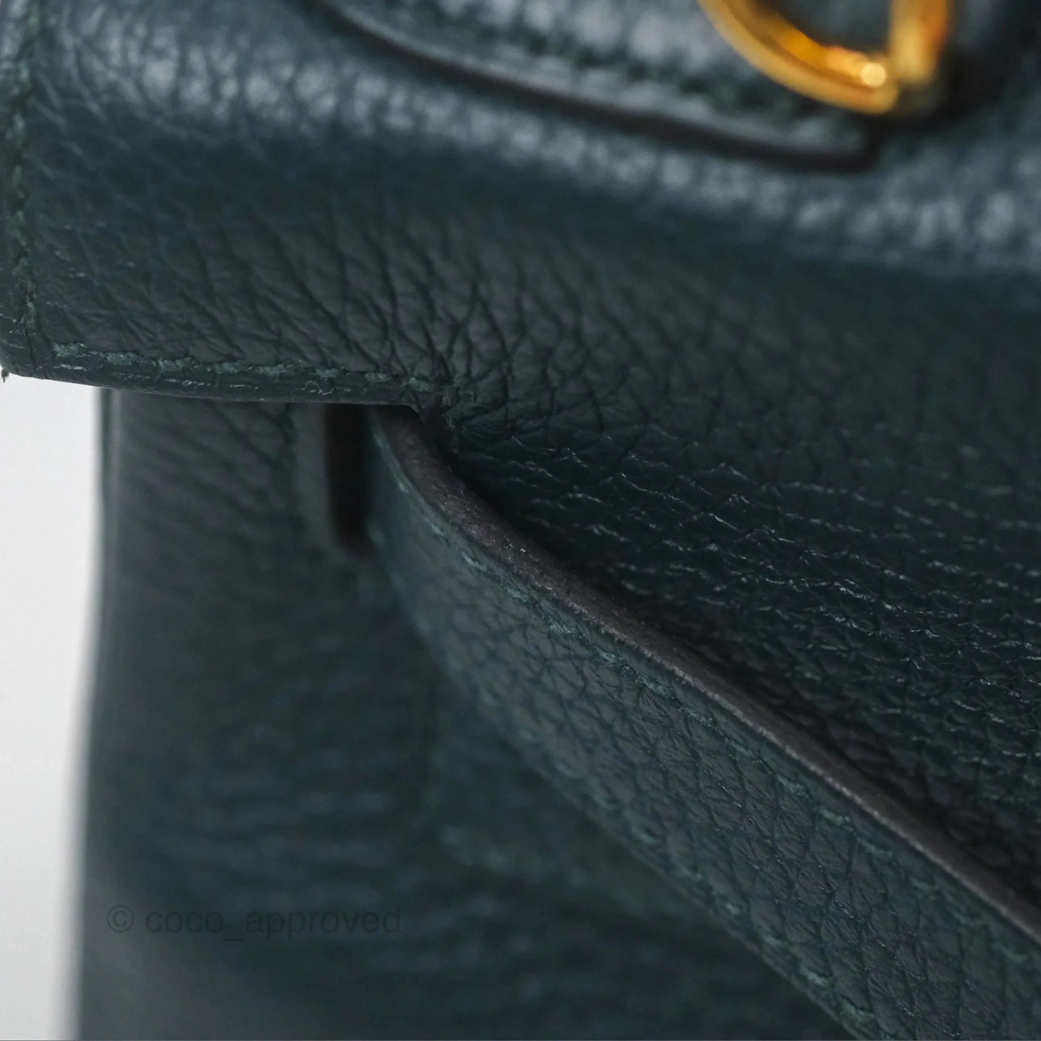 Hermes Kelly 28 Clemence Vert Cypress 6O Gold Hardware