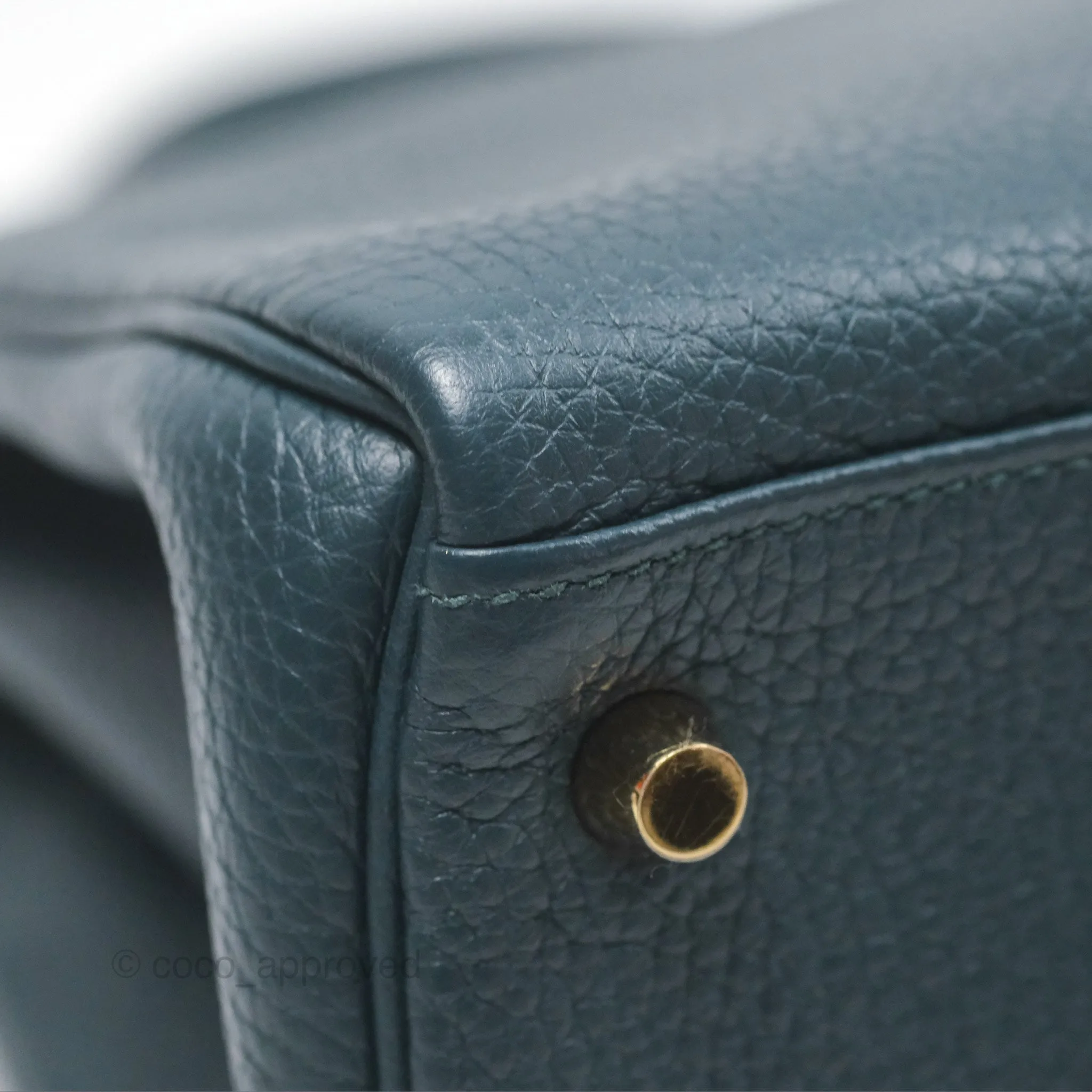 Hermes Kelly 28 Clemence Vert Cypress 6O Gold Hardware
