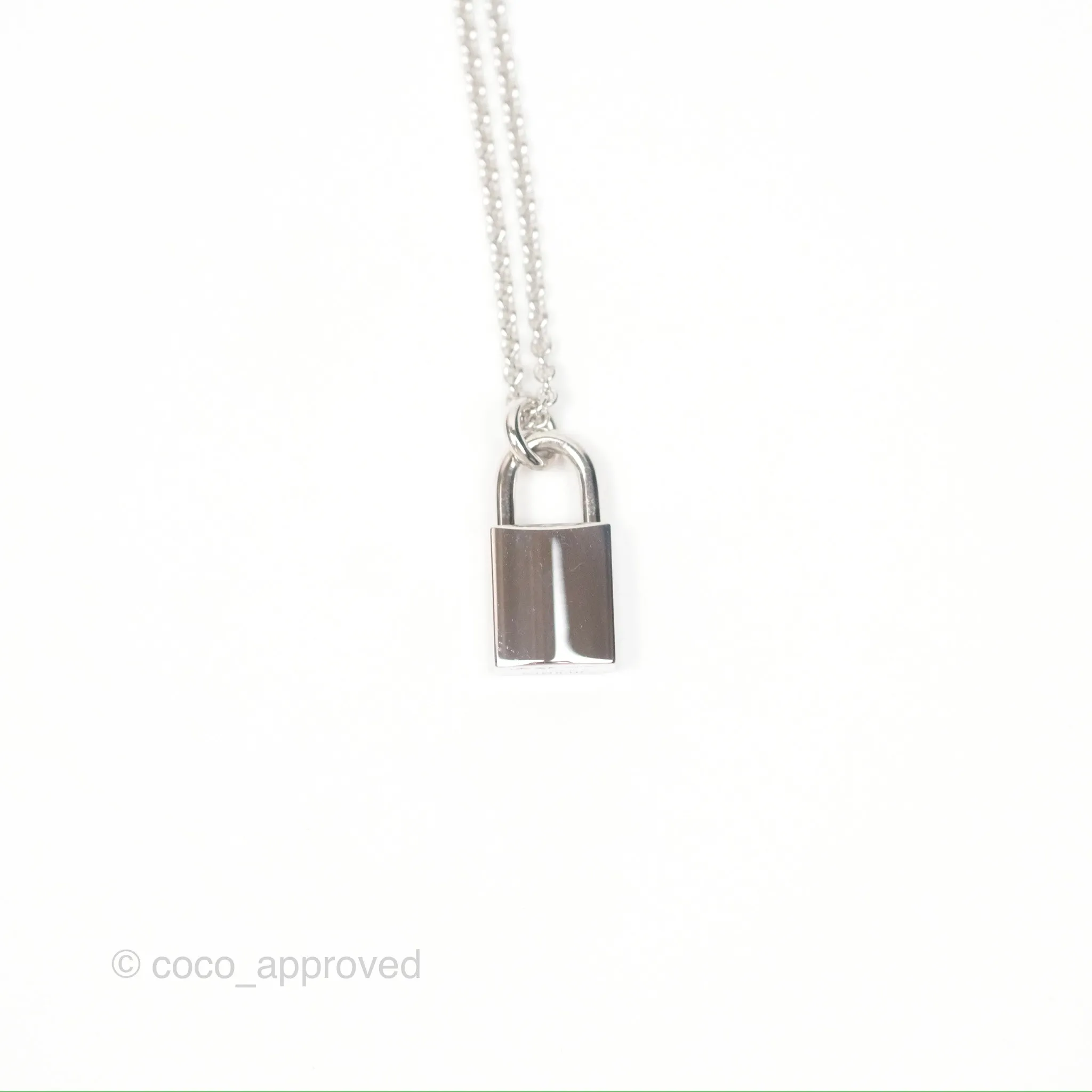 Hermes Kelly Cadenas Pendant White Gold Necklace