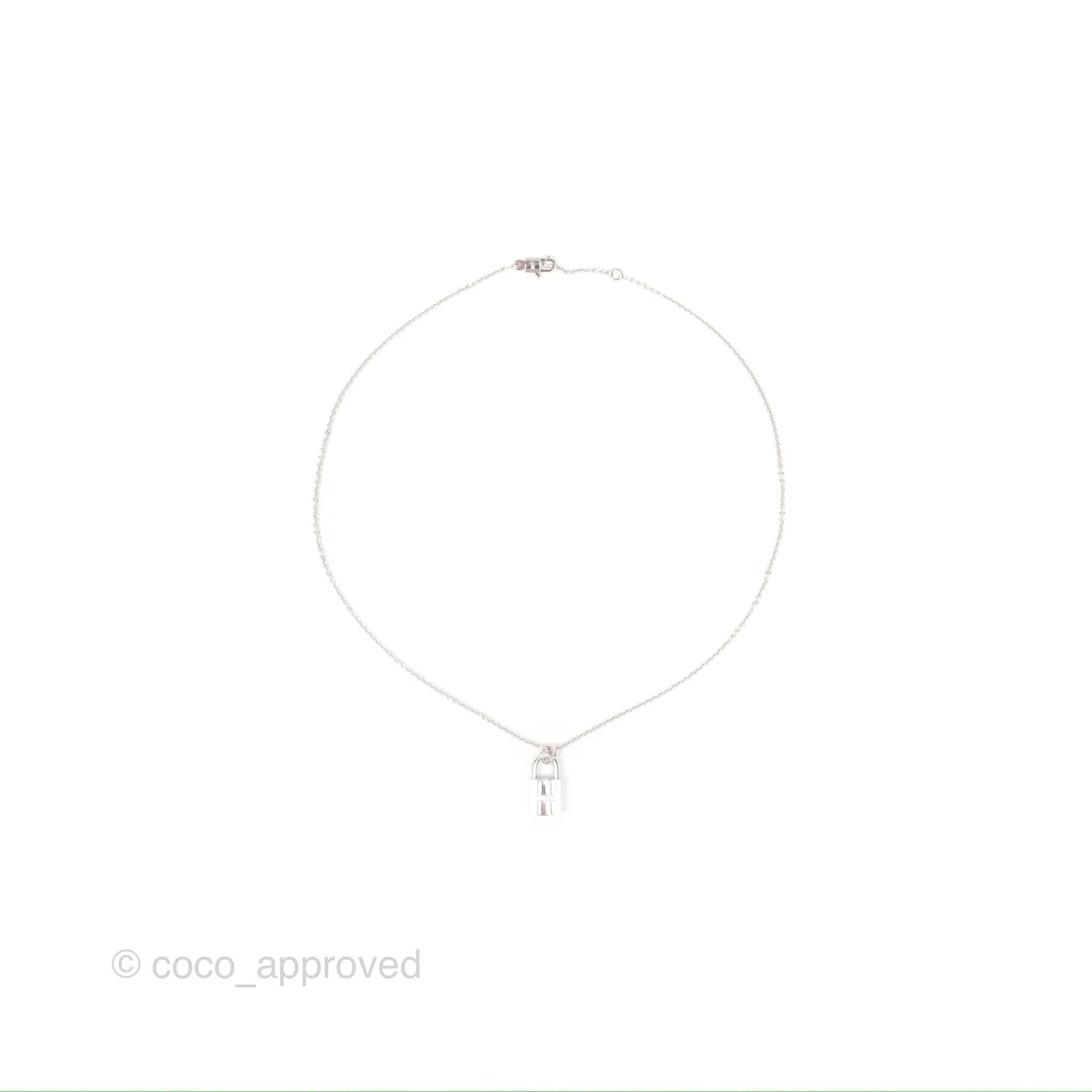 Hermes Kelly Cadenas Pendant White Gold Necklace
