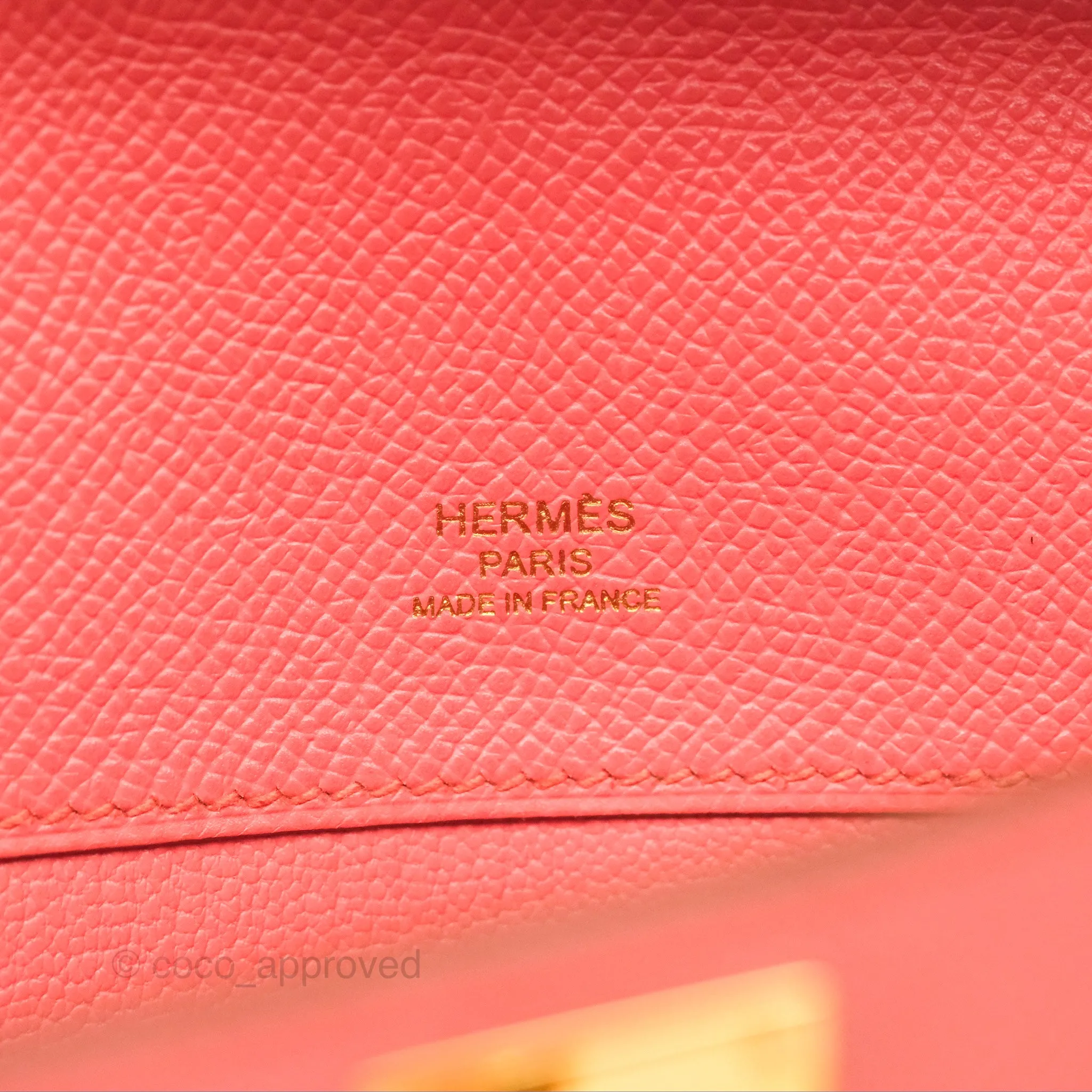 Hermes Kelly Cut Clutch Pochette Flamingo Epsom Gold Hardware