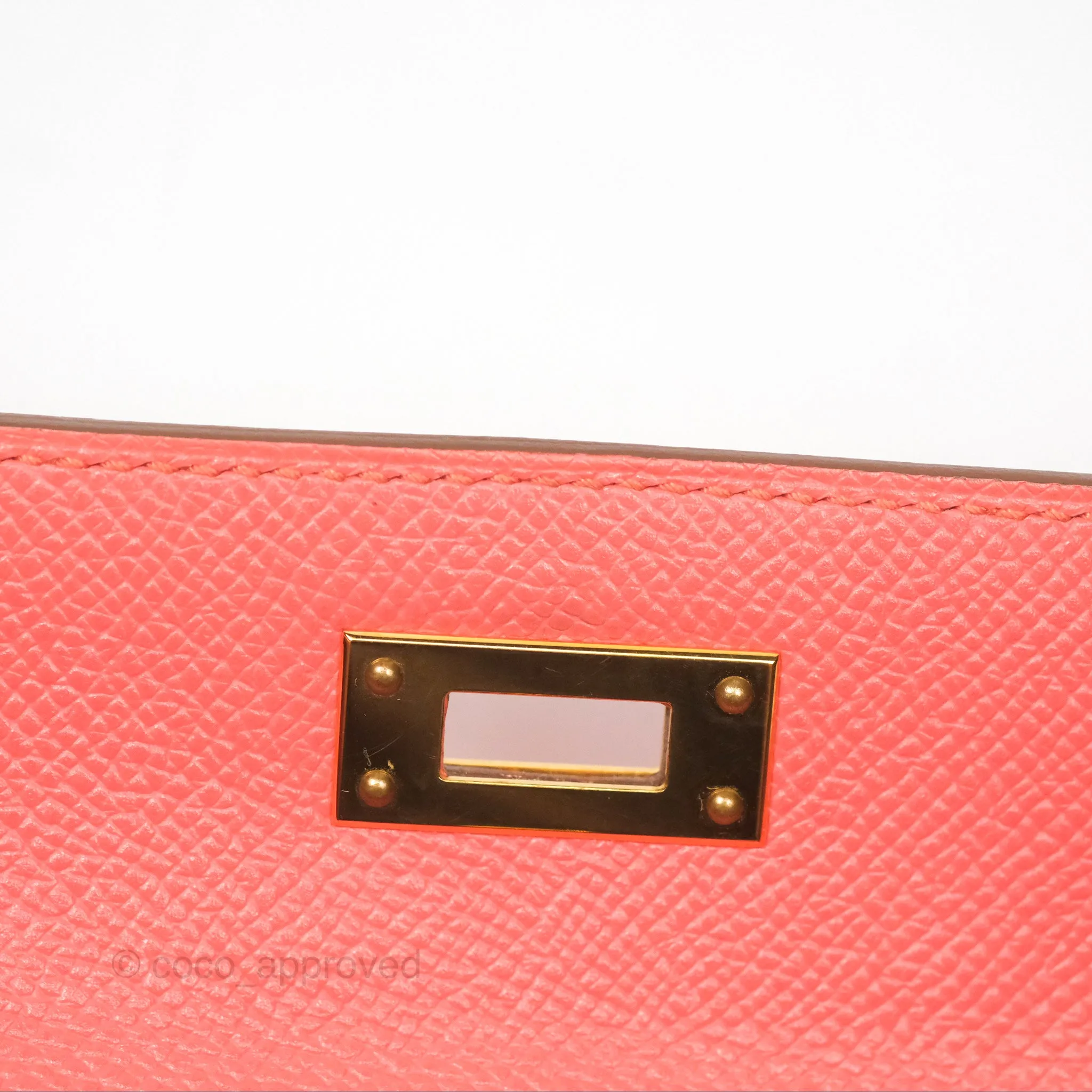 Hermes Kelly Cut Clutch Pochette Flamingo Epsom Gold Hardware