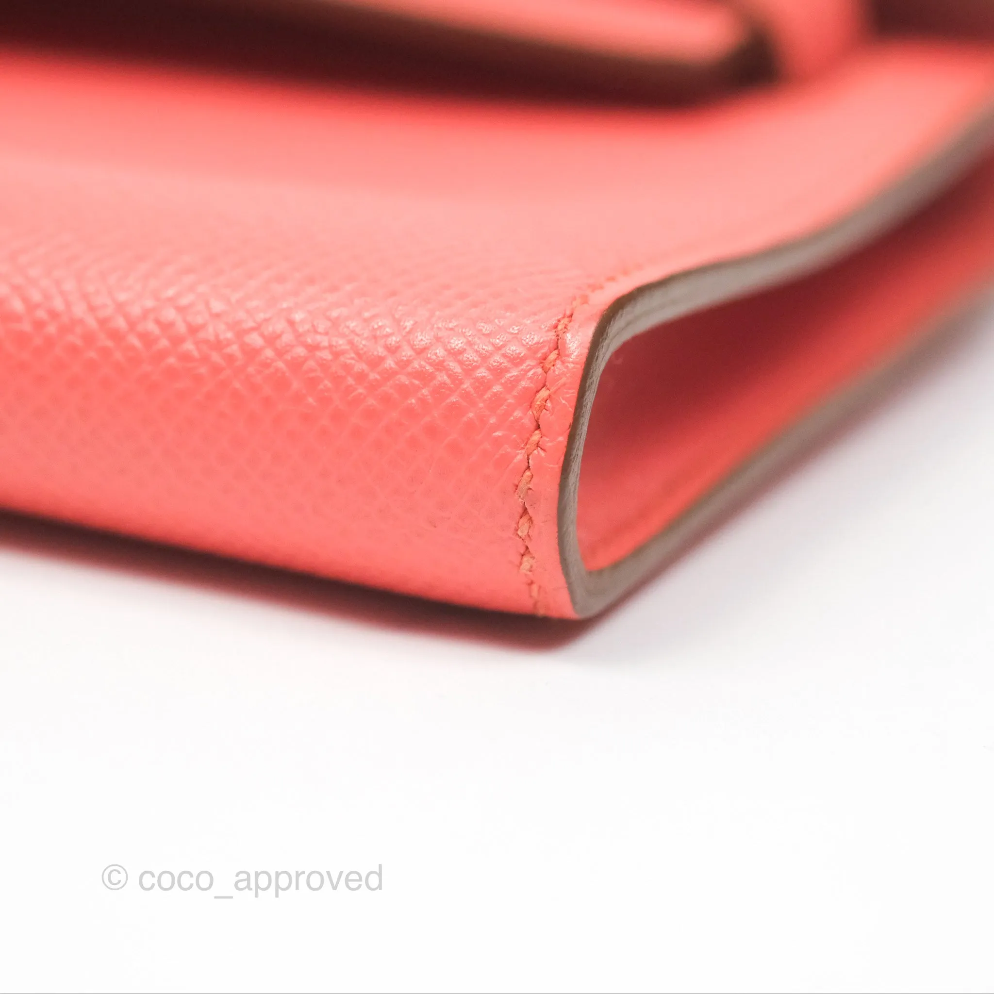 Hermes Kelly Cut Clutch Pochette Flamingo Epsom Gold Hardware