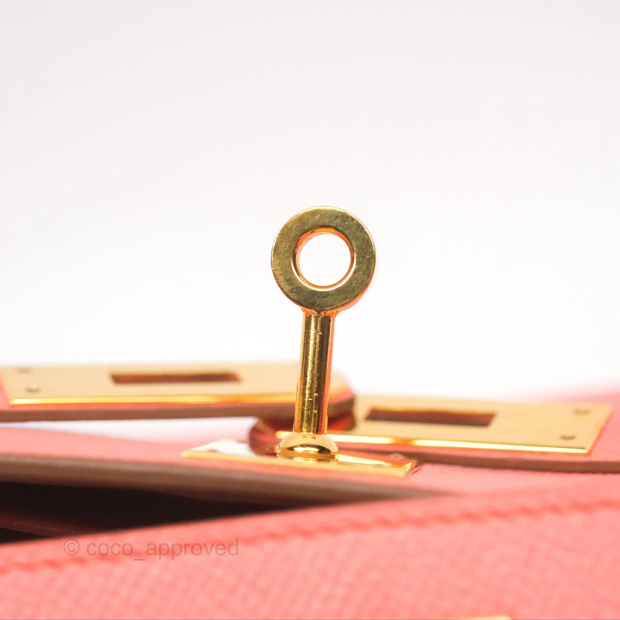 Hermes Kelly Cut Clutch Pochette Flamingo Epsom Gold Hardware