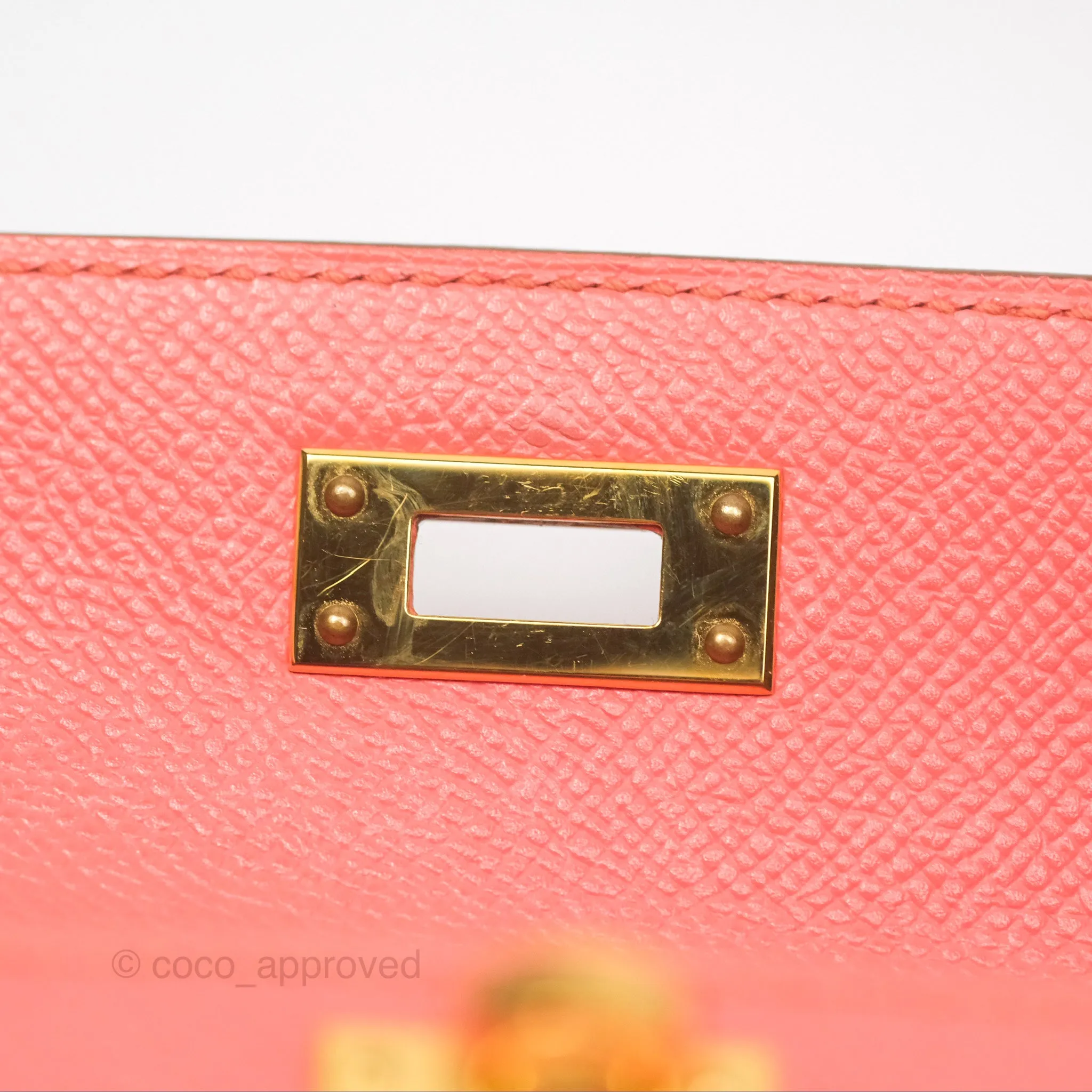 Hermes Kelly Cut Clutch Pochette Flamingo Epsom Gold Hardware