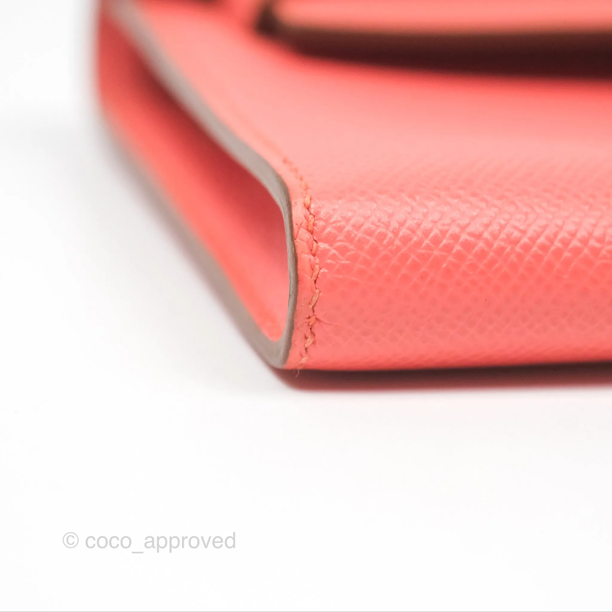 Hermes Kelly Cut Clutch Pochette Flamingo Epsom Gold Hardware