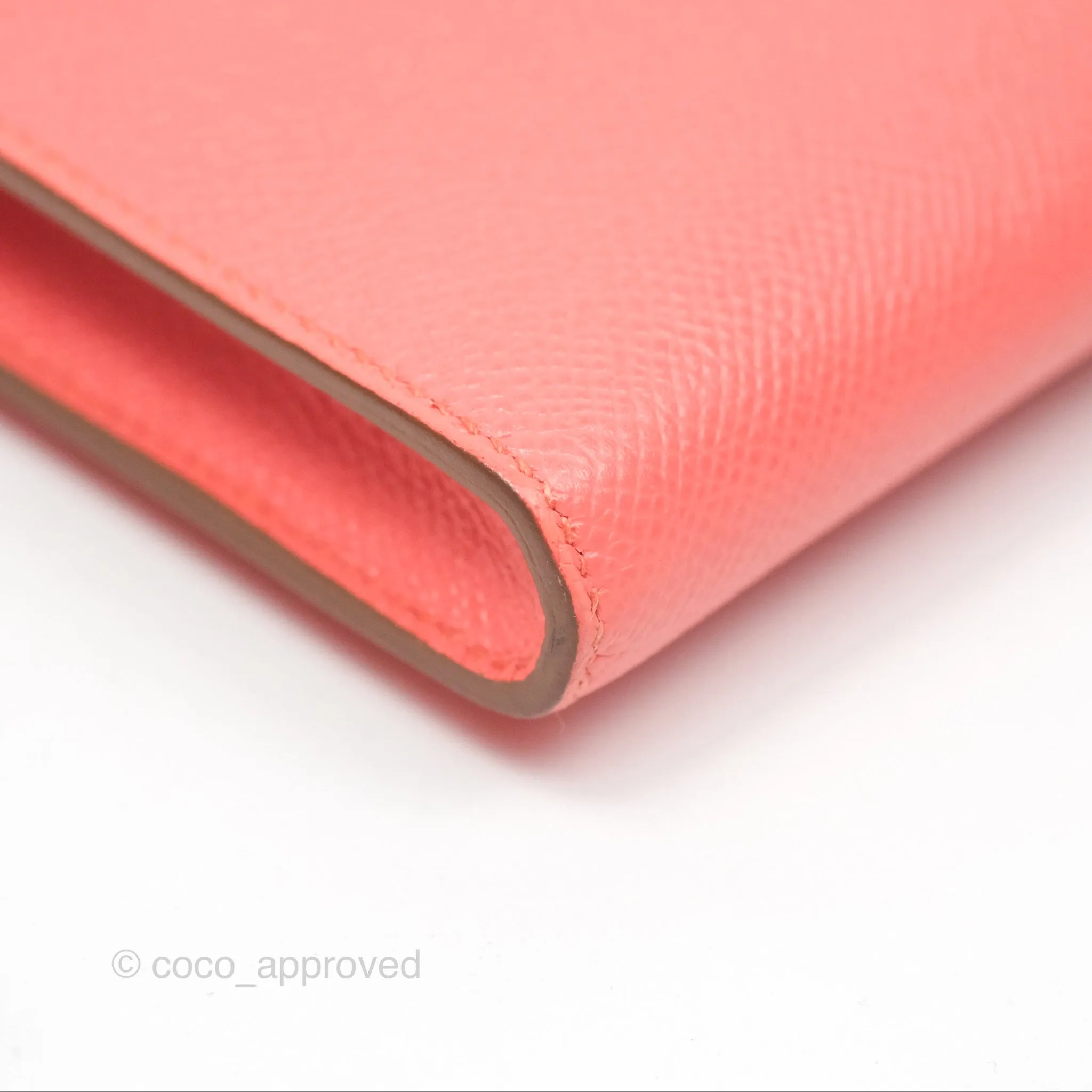 Hermes Kelly Cut Clutch Pochette Flamingo Epsom Gold Hardware