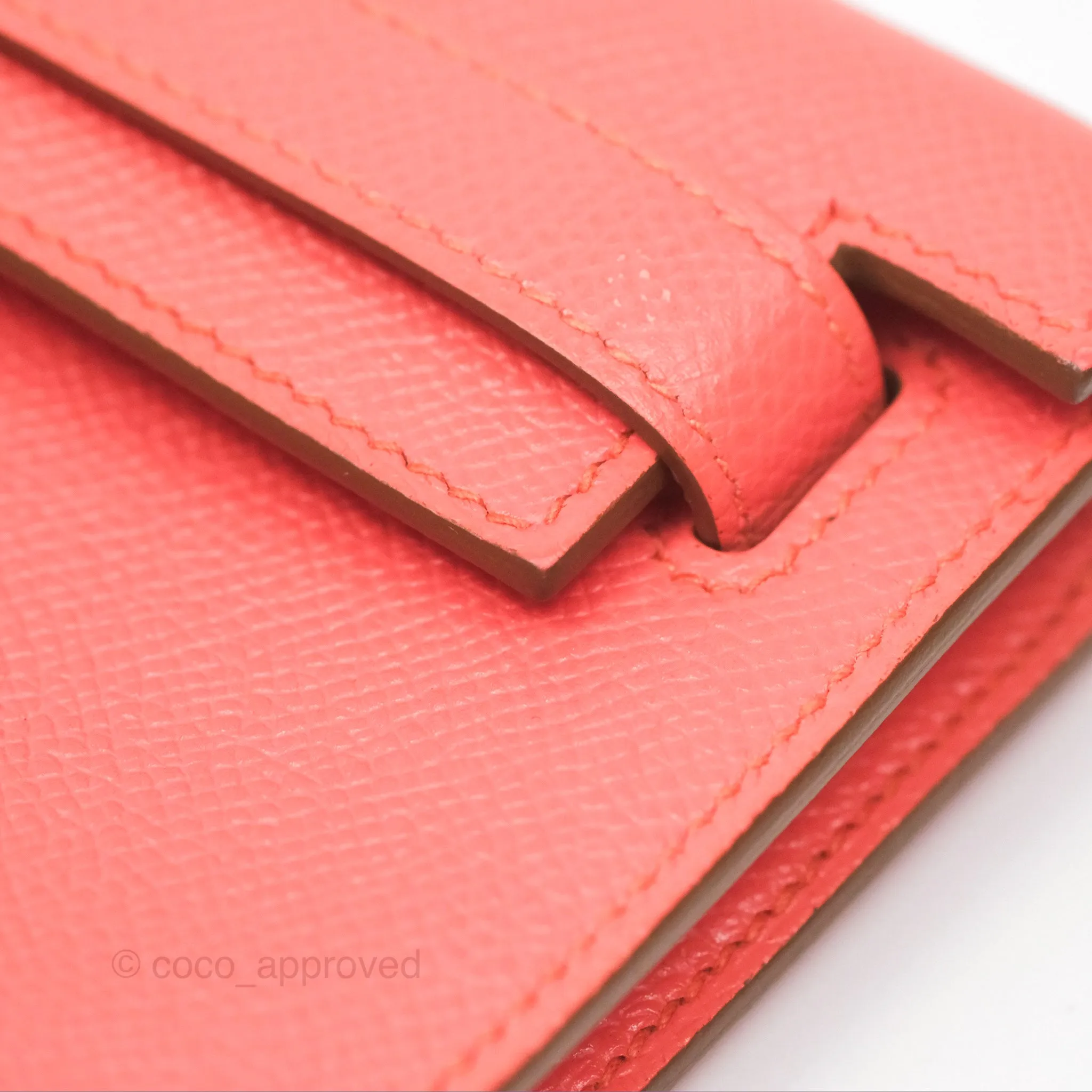 Hermes Kelly Cut Clutch Pochette Flamingo Epsom Gold Hardware