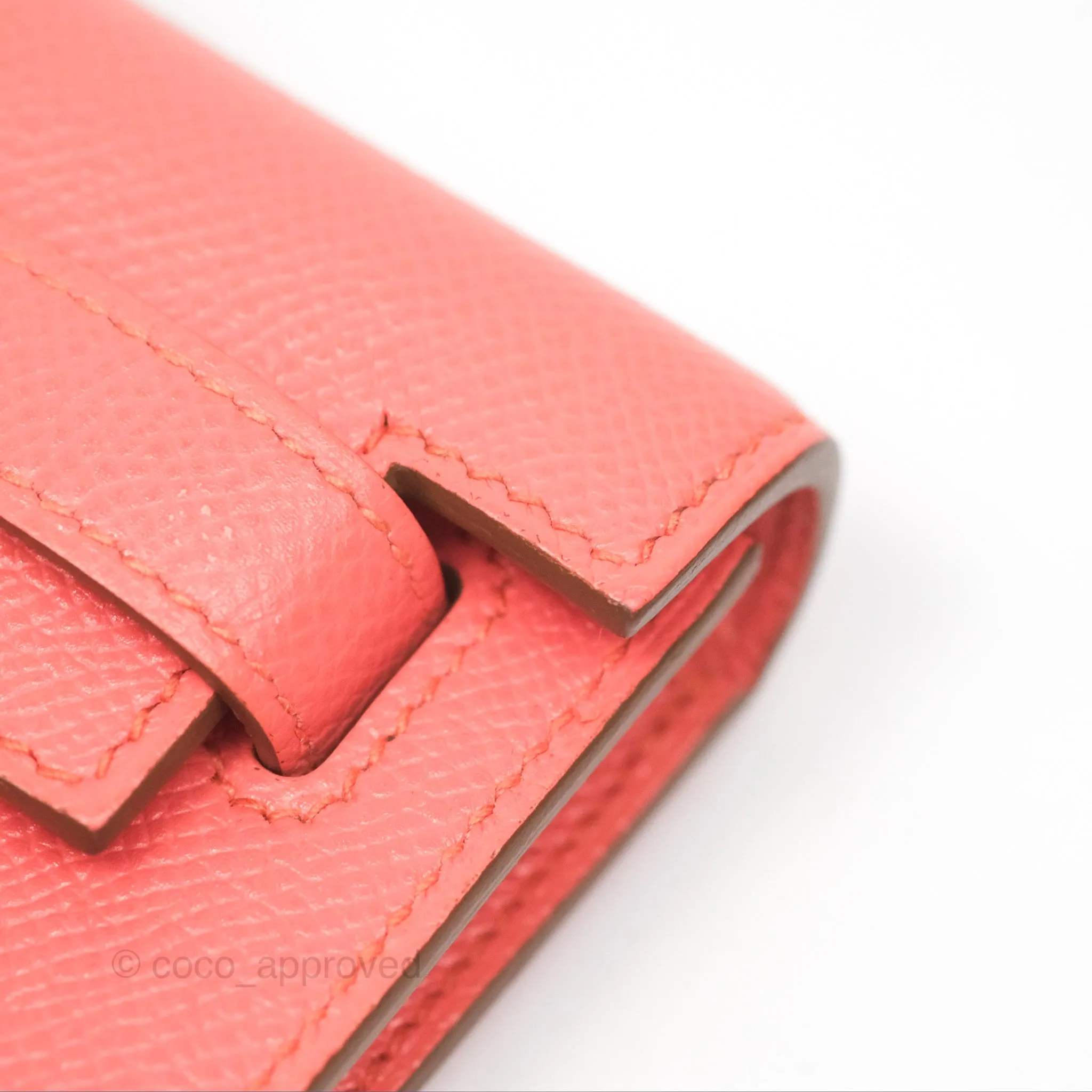 Hermes Kelly Cut Clutch Pochette Flamingo Epsom Gold Hardware