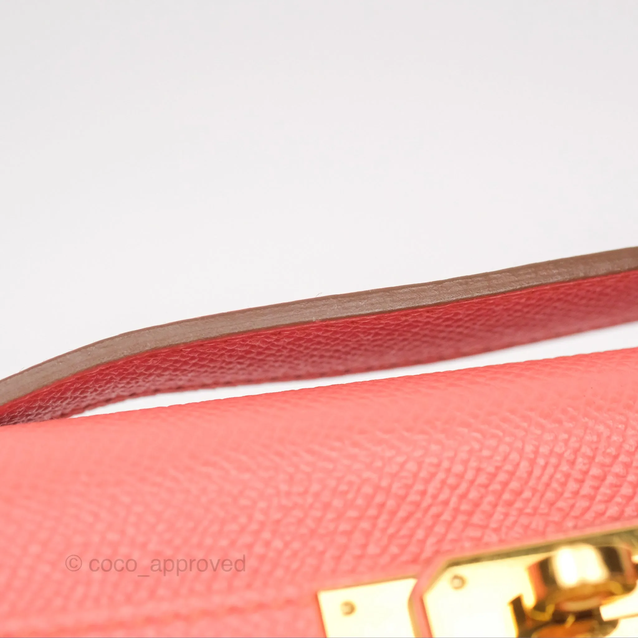 Hermes Kelly Cut Clutch Pochette Flamingo Epsom Gold Hardware