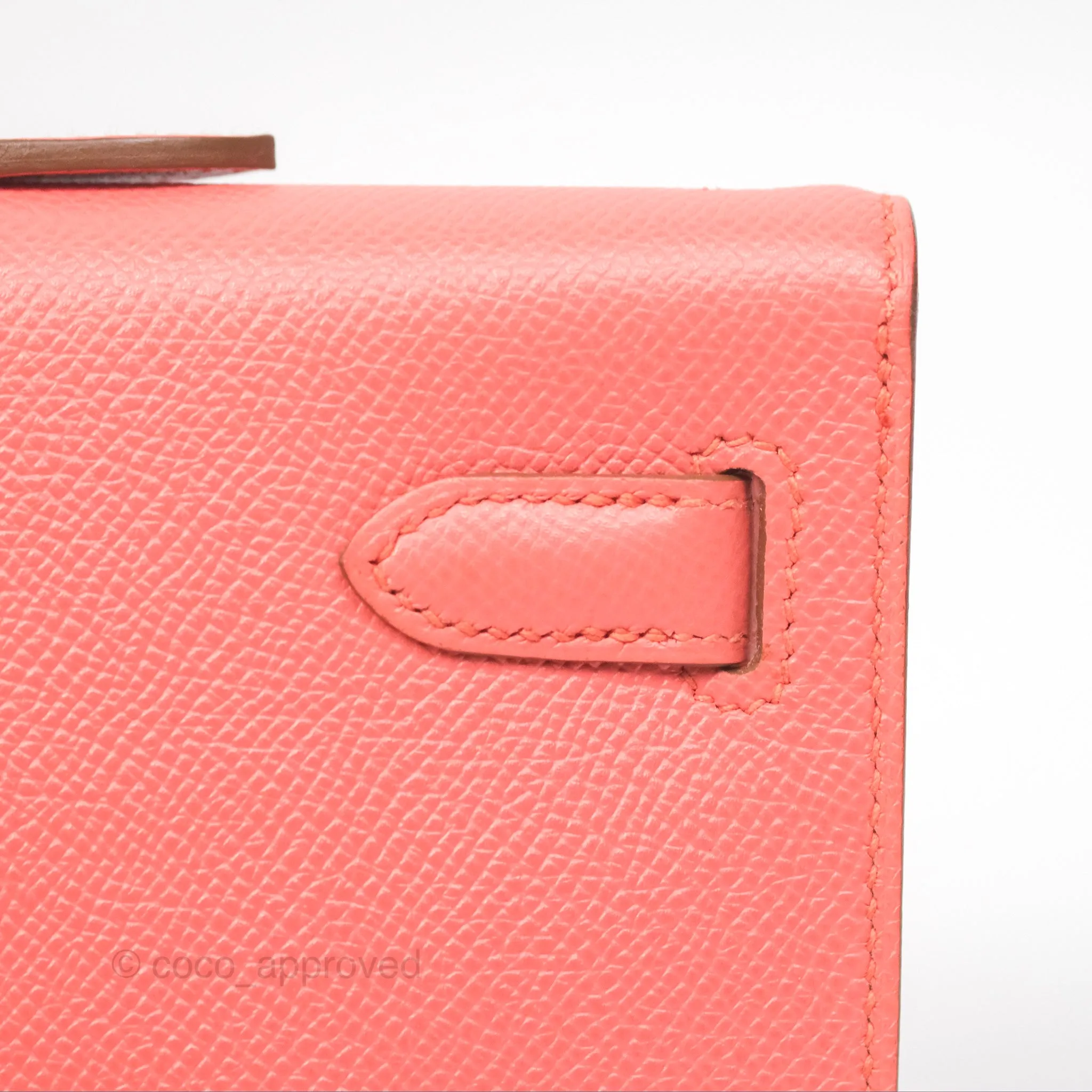 Hermes Kelly Cut Clutch Pochette Flamingo Epsom Gold Hardware