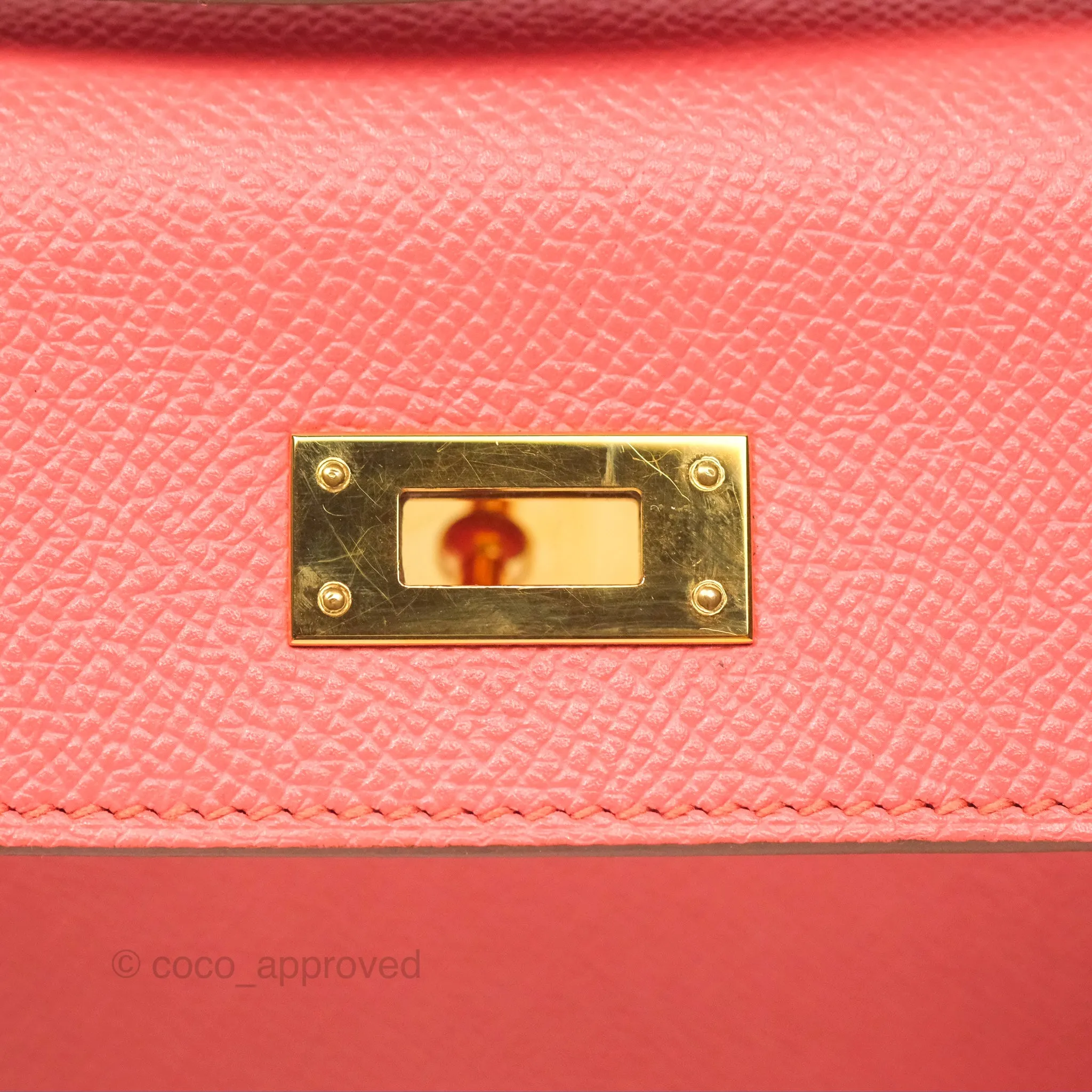 Hermes Kelly Cut Clutch Pochette Flamingo Epsom Gold Hardware