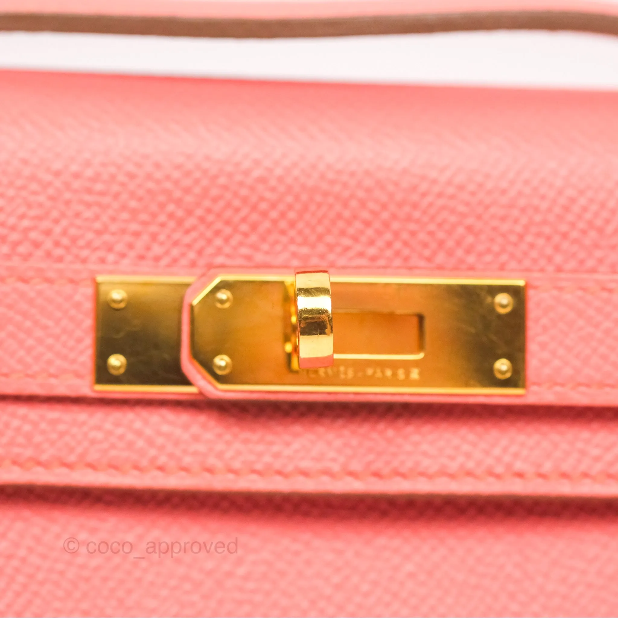 Hermes Kelly Cut Clutch Pochette Flamingo Epsom Gold Hardware