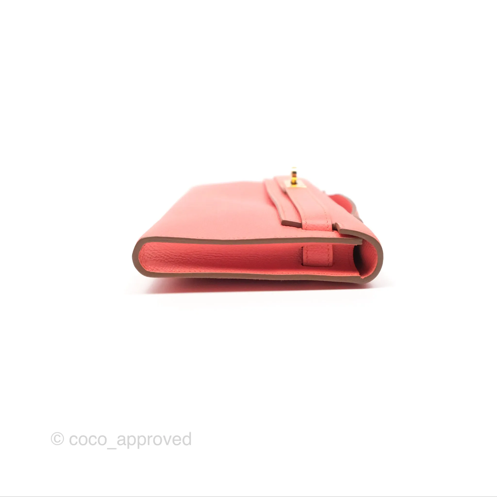 Hermes Kelly Cut Clutch Pochette Flamingo Epsom Gold Hardware