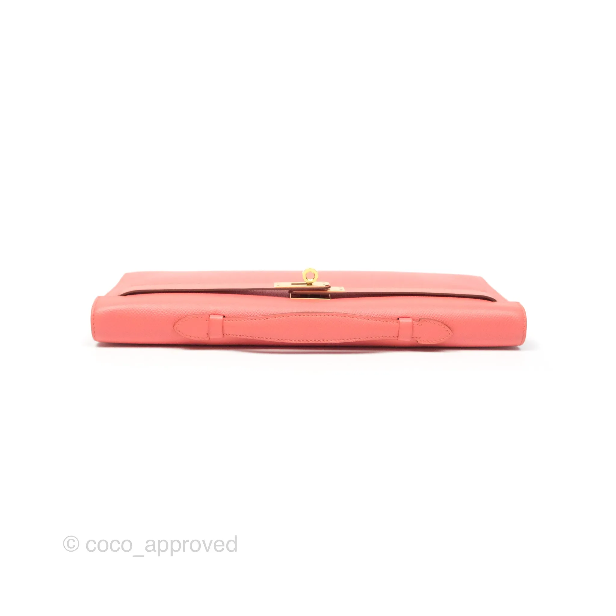 Hermes Kelly Cut Clutch Pochette Flamingo Epsom Gold Hardware