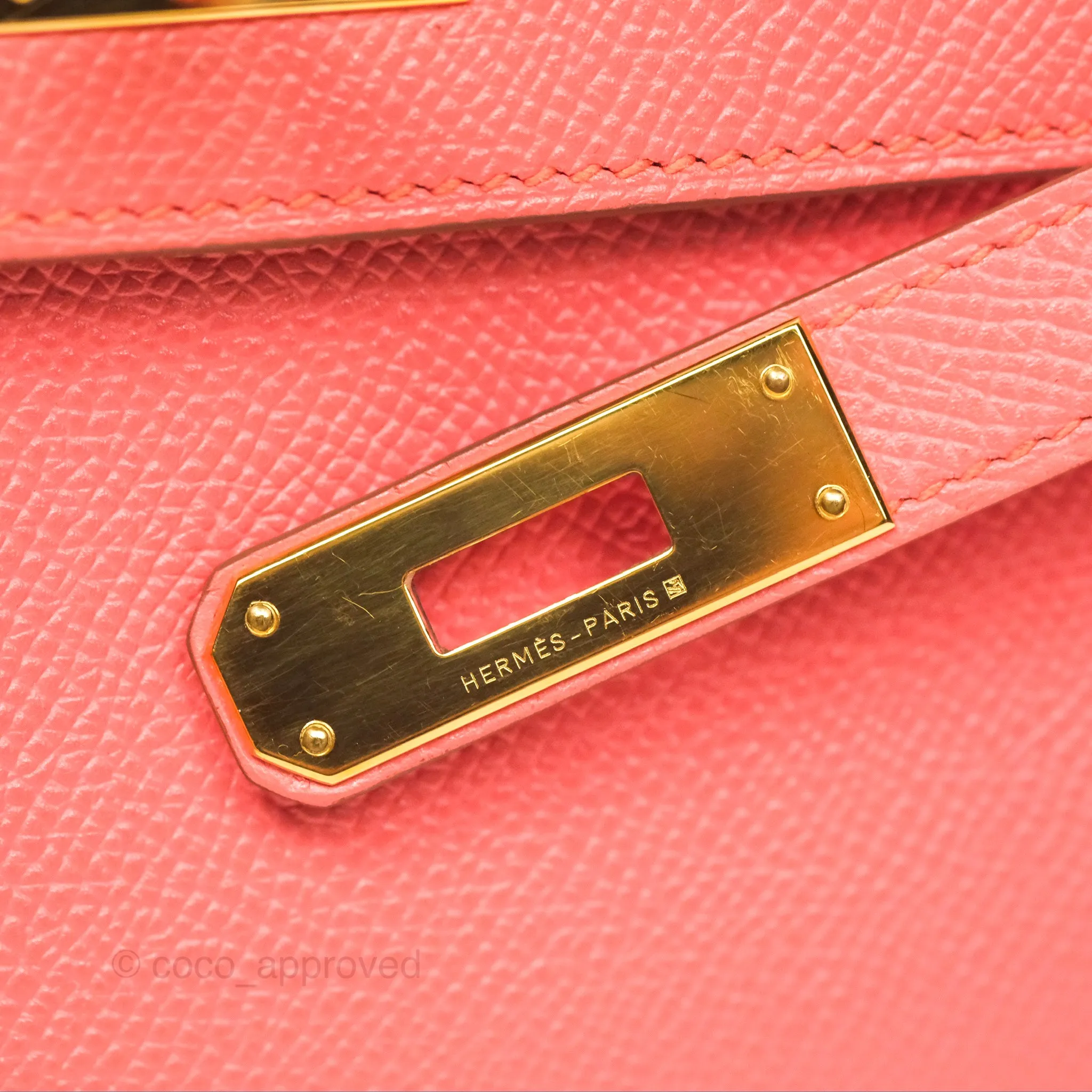 Hermes Kelly Cut Clutch Pochette Flamingo Epsom Gold Hardware