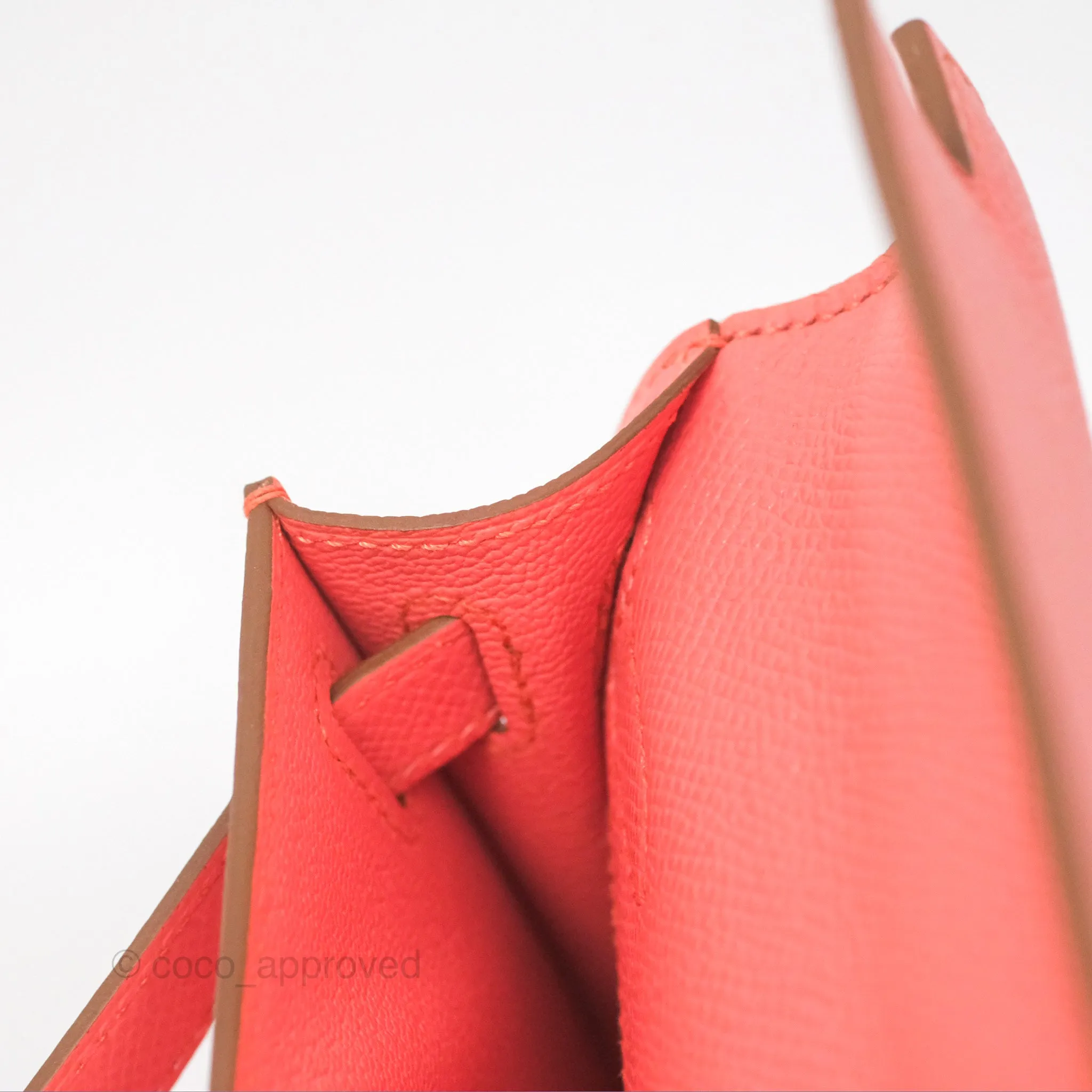 Hermes Kelly Cut Clutch Pochette Flamingo Epsom Gold Hardware