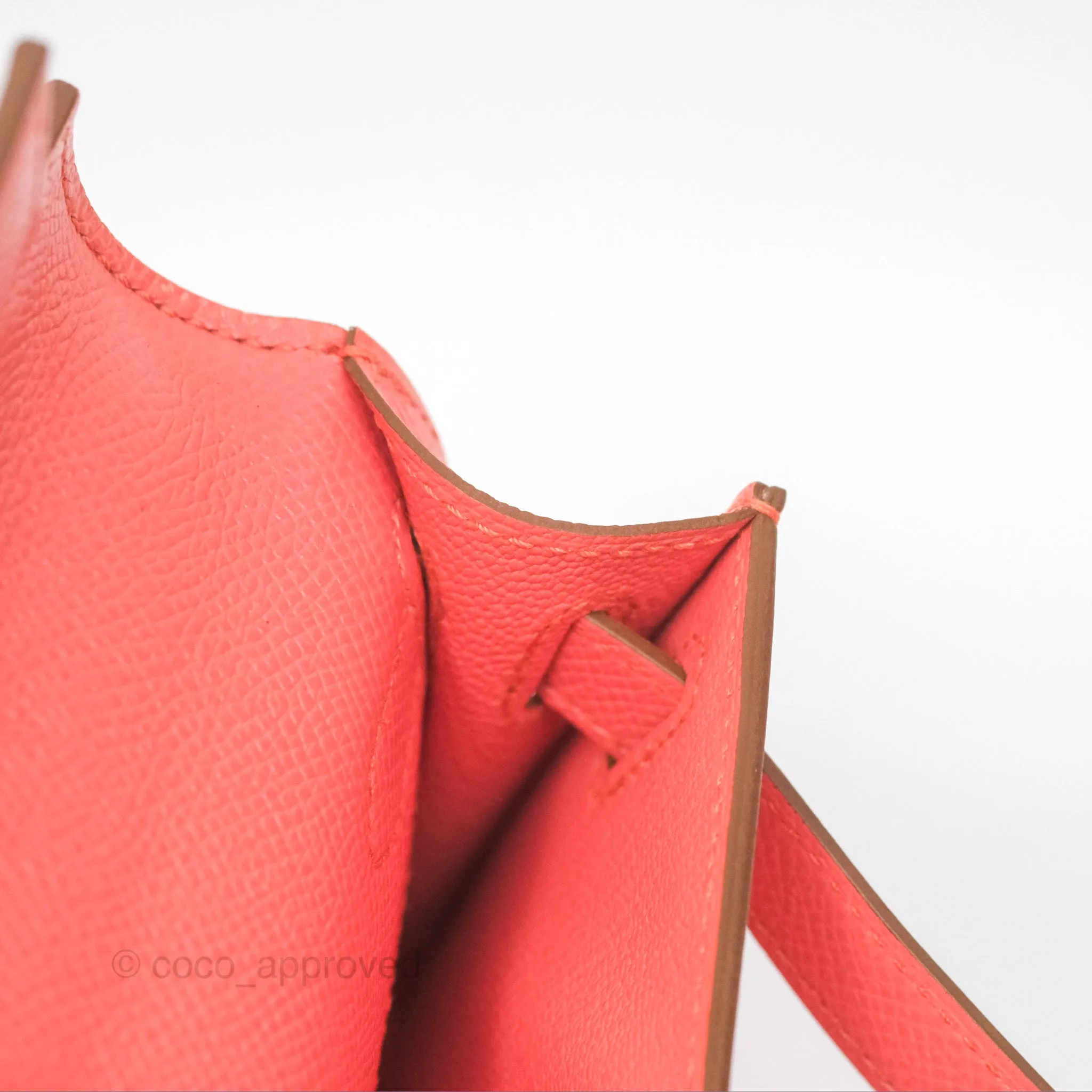 Hermes Kelly Cut Clutch Pochette Flamingo Epsom Gold Hardware