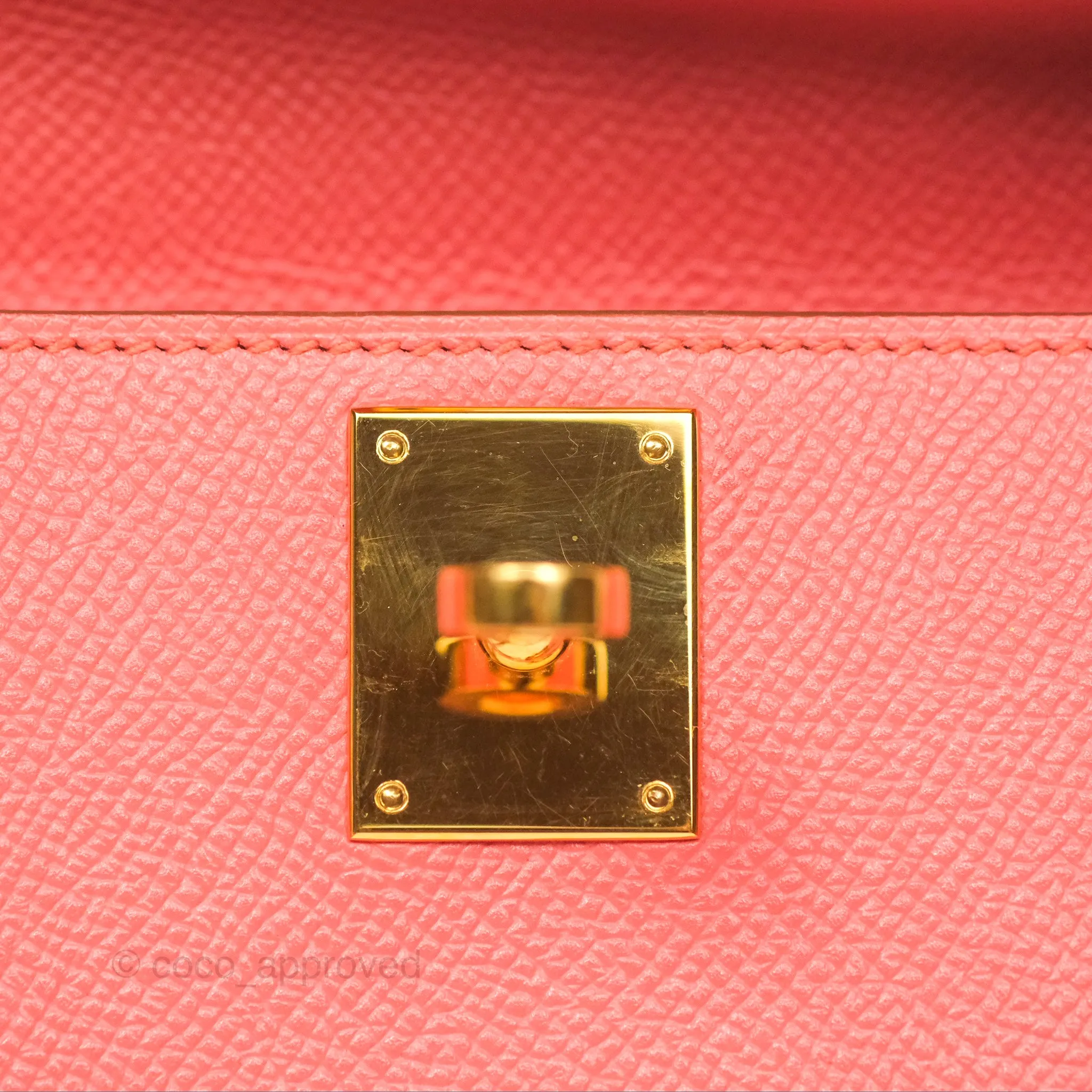 Hermes Kelly Cut Clutch Pochette Flamingo Epsom Gold Hardware