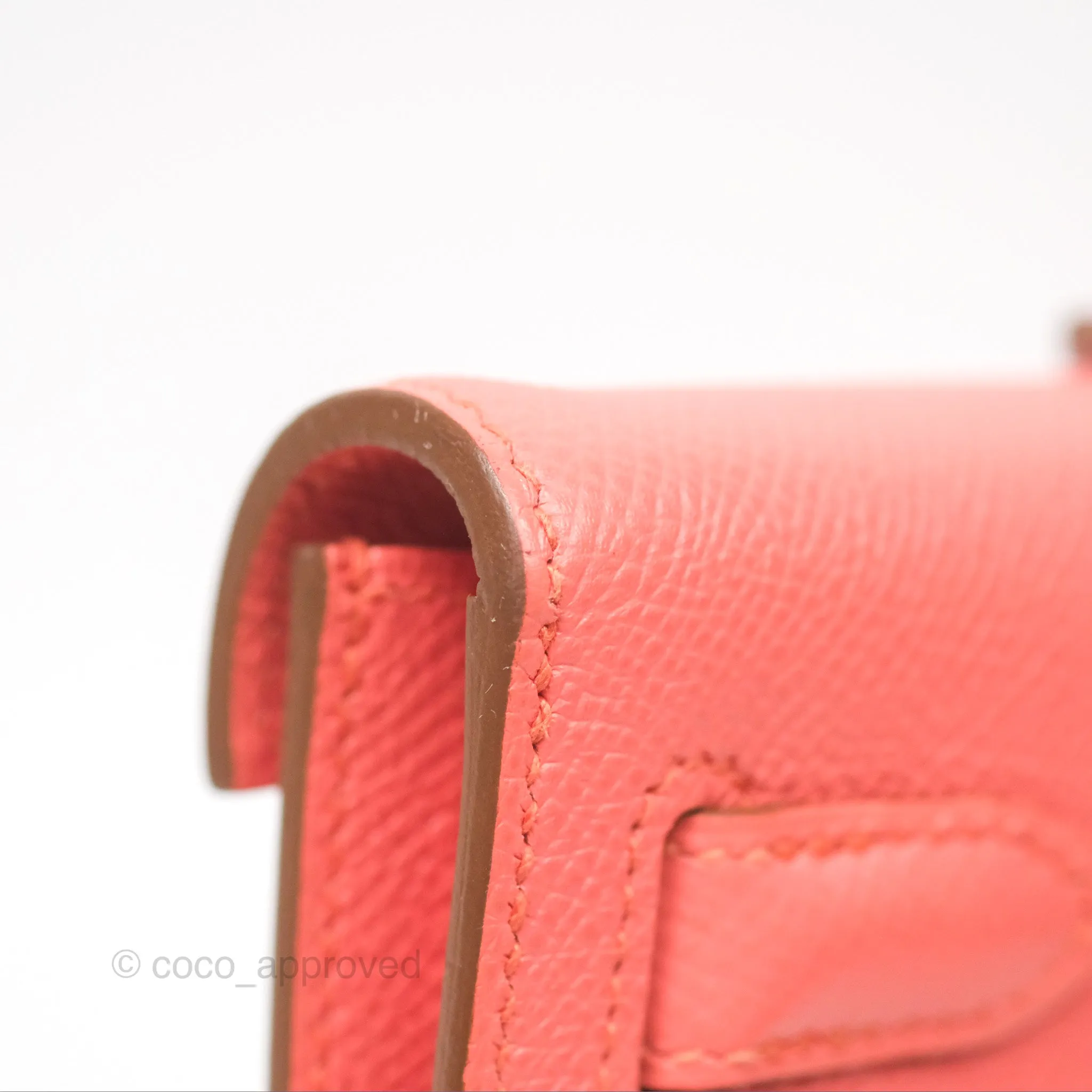 Hermes Kelly Cut Clutch Pochette Flamingo Epsom Gold Hardware