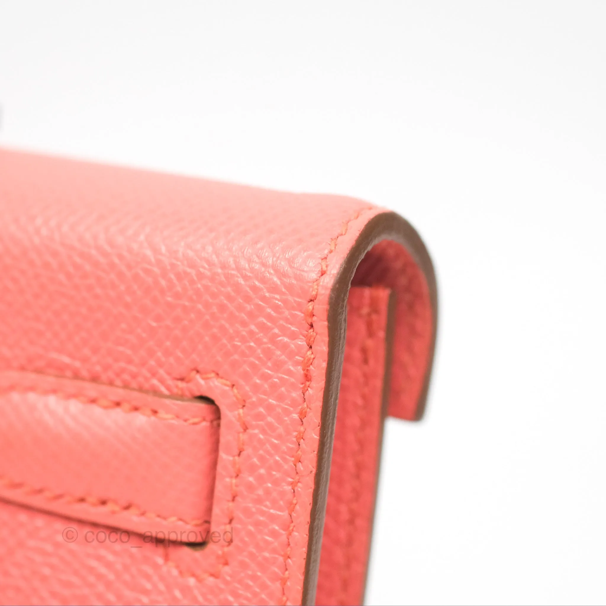 Hermes Kelly Cut Clutch Pochette Flamingo Epsom Gold Hardware