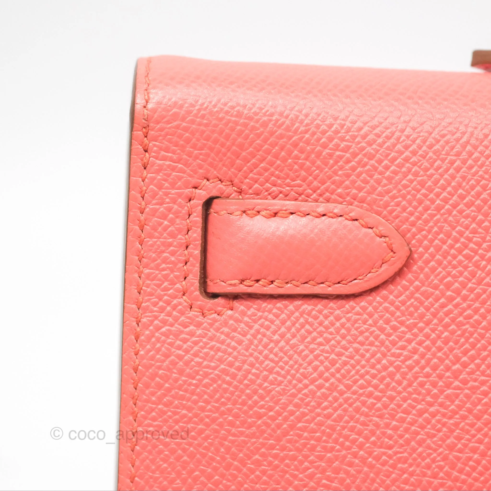 Hermes Kelly Cut Clutch Pochette Flamingo Epsom Gold Hardware