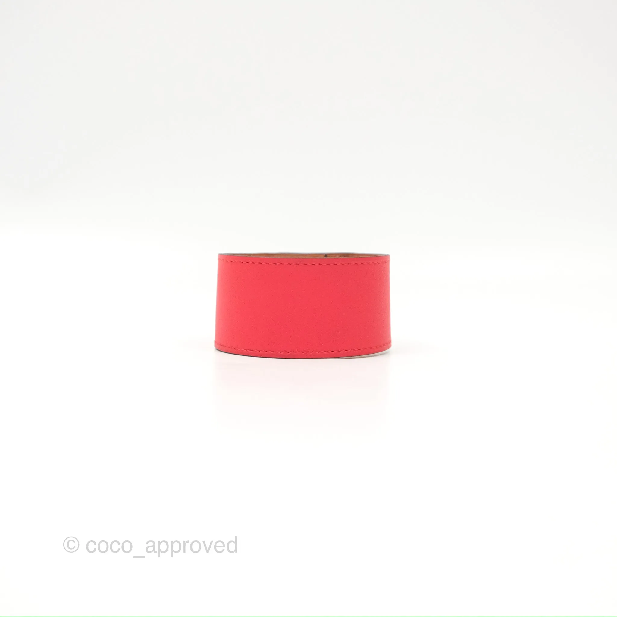 Hermes Kelly Dog Bracelet Red Swift Palladium Hardware