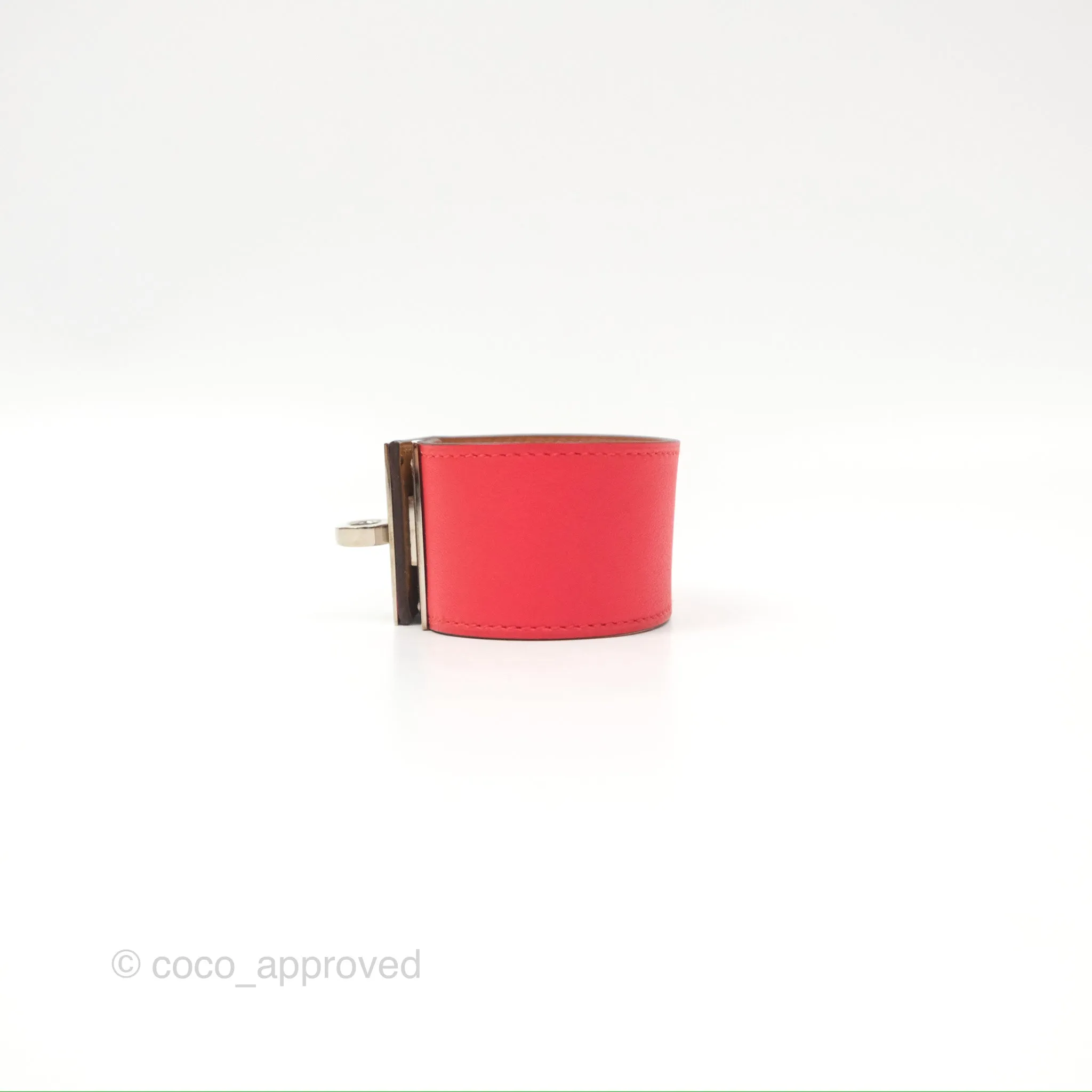 Hermes Kelly Dog Bracelet Red Swift Palladium Hardware