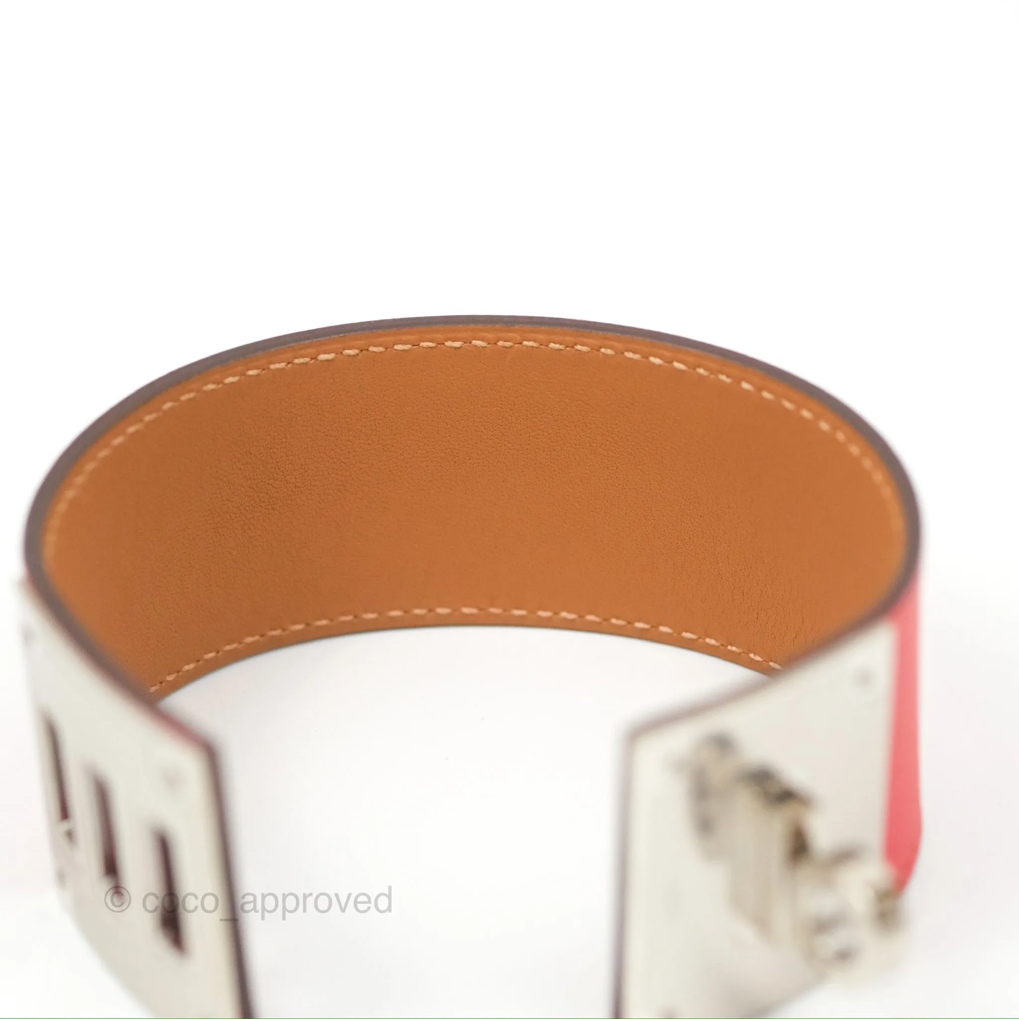 Hermes Kelly Dog Bracelet Red Swift Palladium Hardware