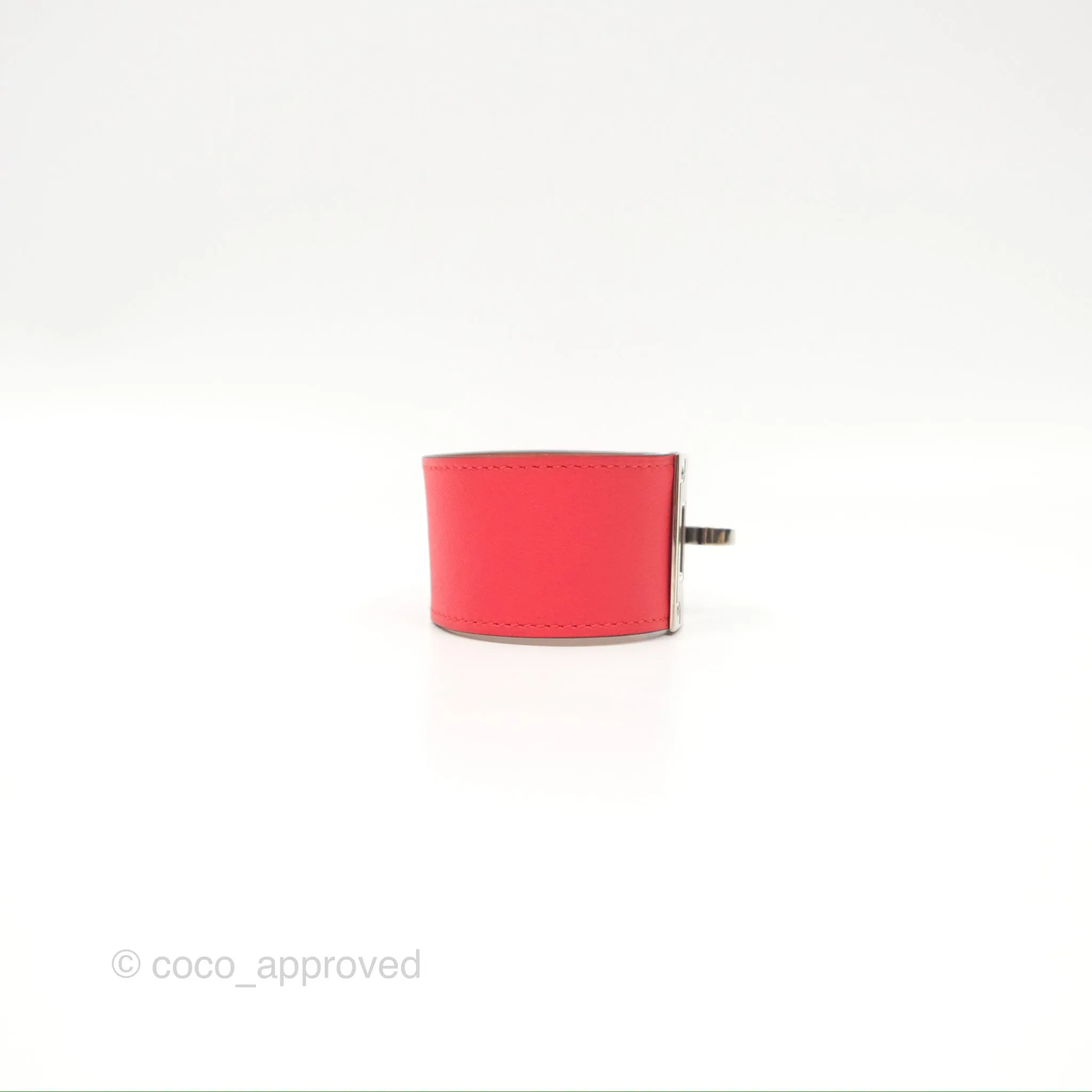 Hermes Kelly Dog Bracelet Red Swift Palladium Hardware