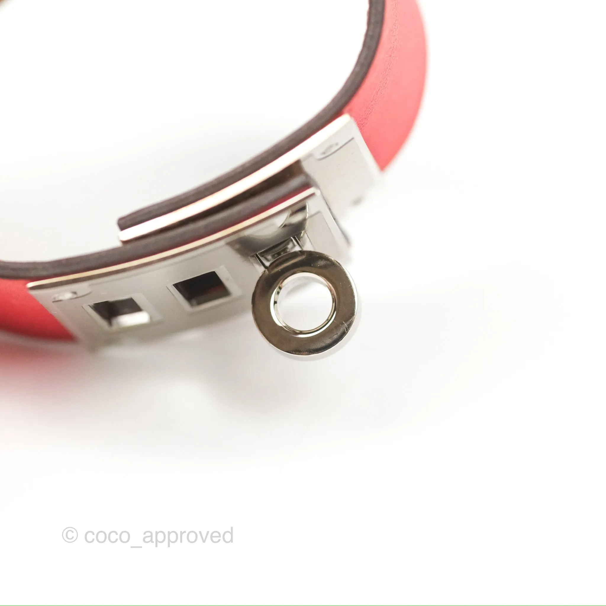 Hermes Kelly Dog Bracelet Red Swift Palladium Hardware
