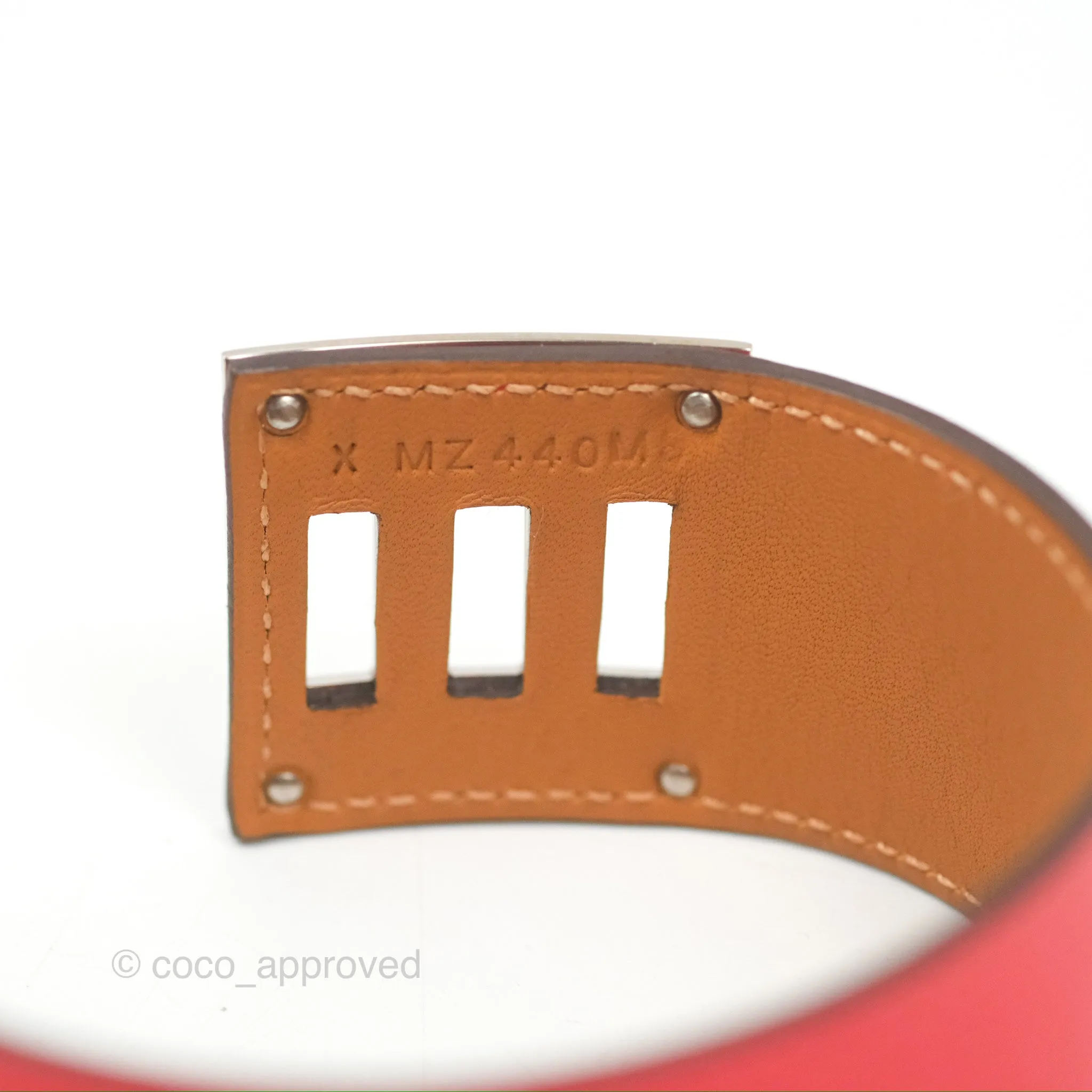 Hermes Kelly Dog Bracelet Red Swift Palladium Hardware