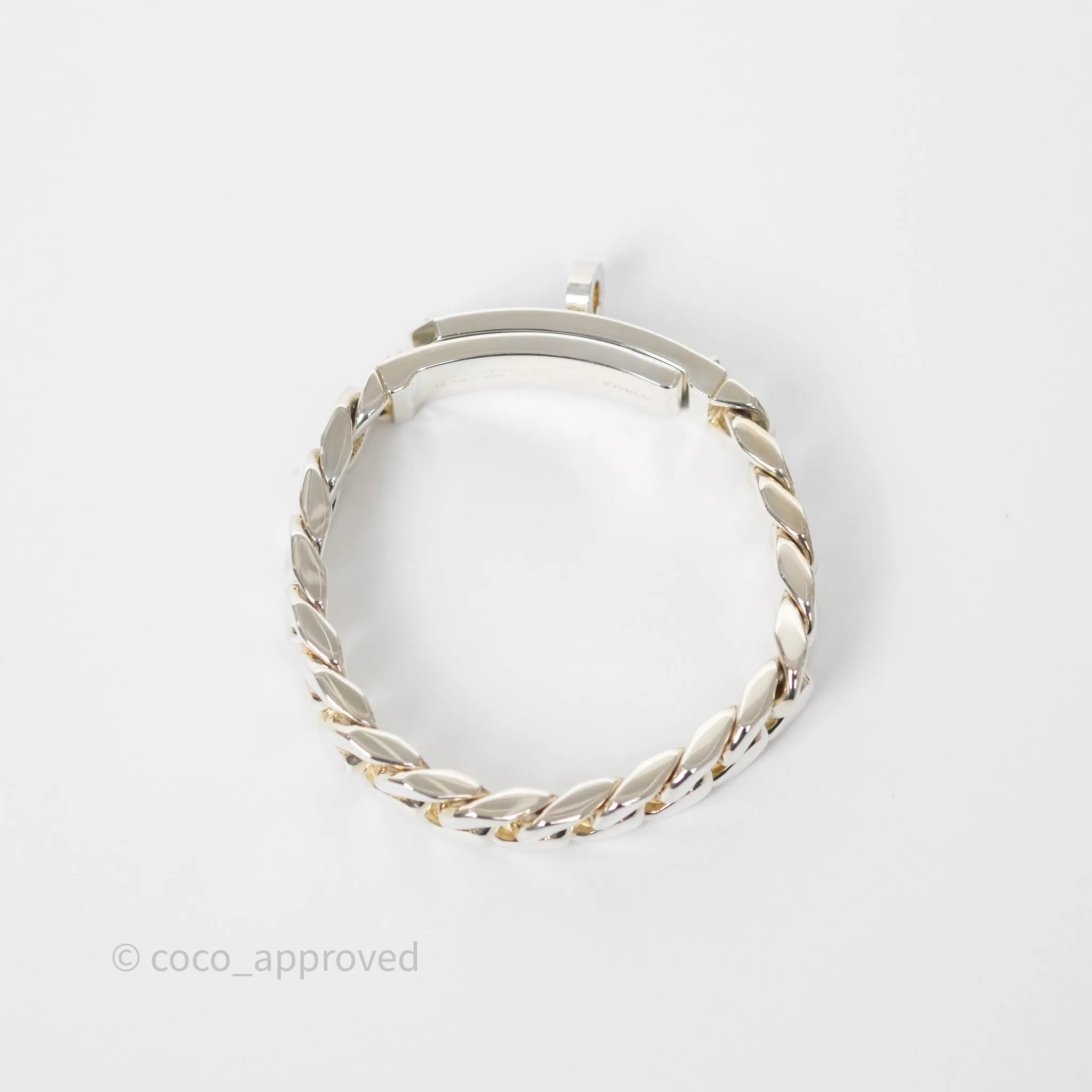 Hermes Kelly Gourmette GM Bracelet Silver Size ST