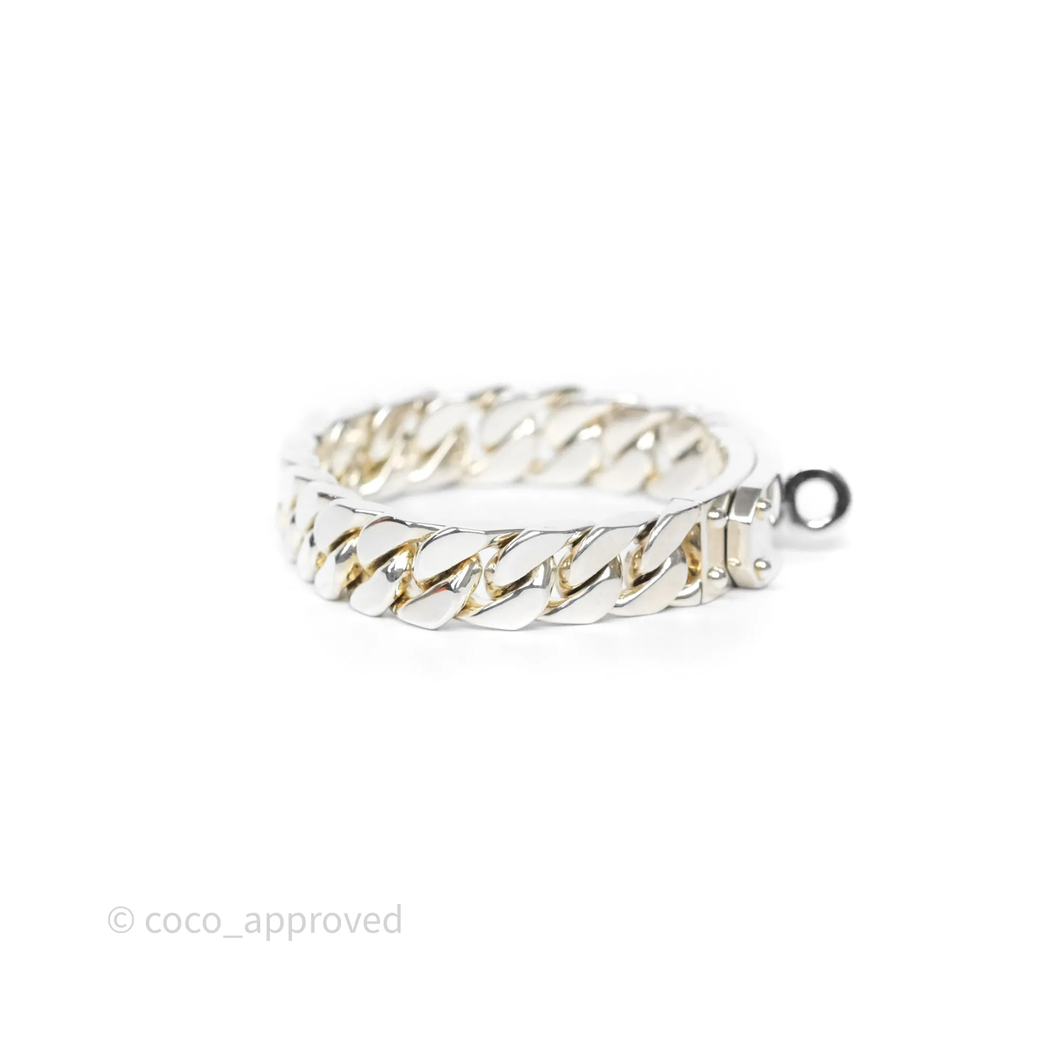 Hermes Kelly Gourmette GM Bracelet Silver Size ST