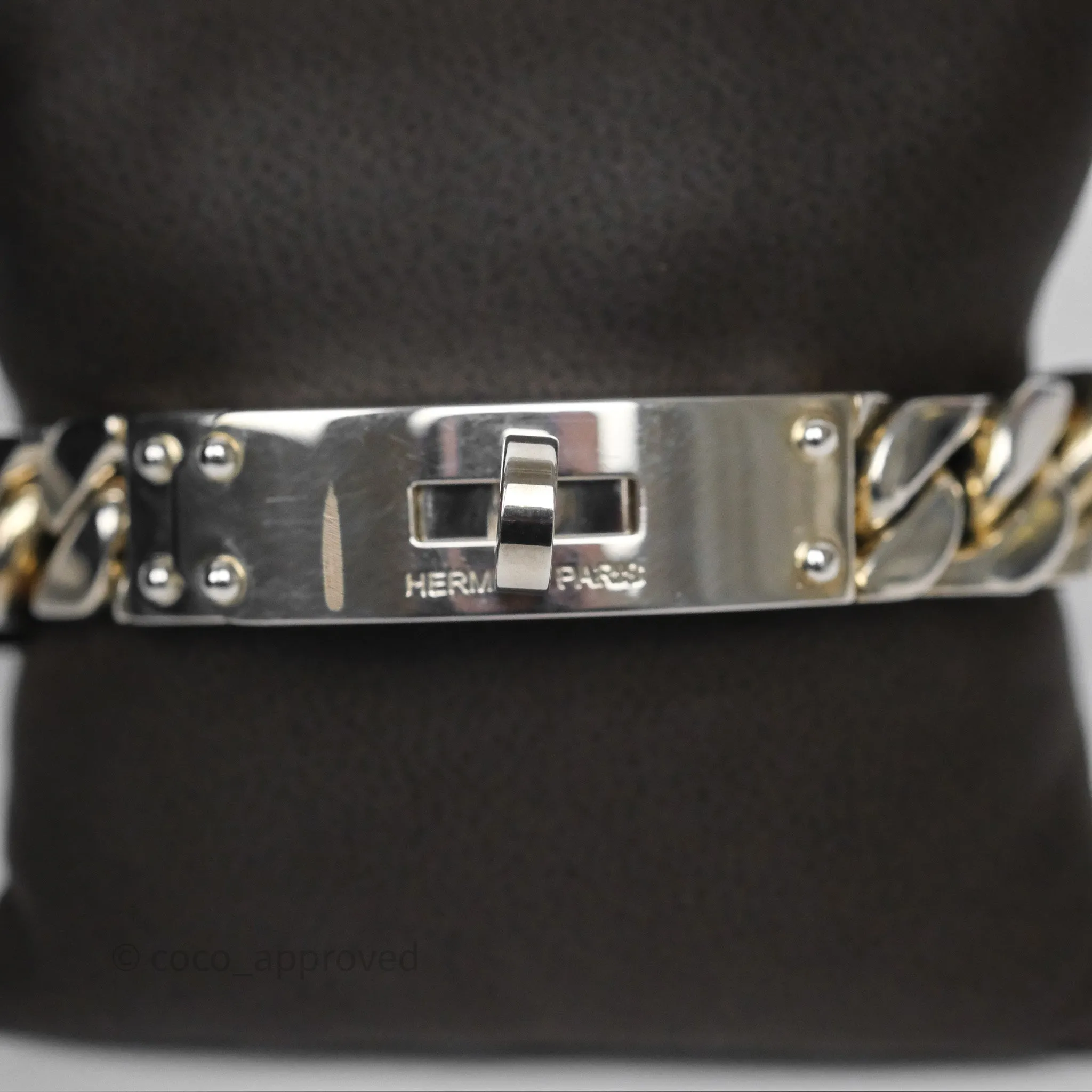 Hermes Kelly Gourmette GM Bracelet Silver Size ST