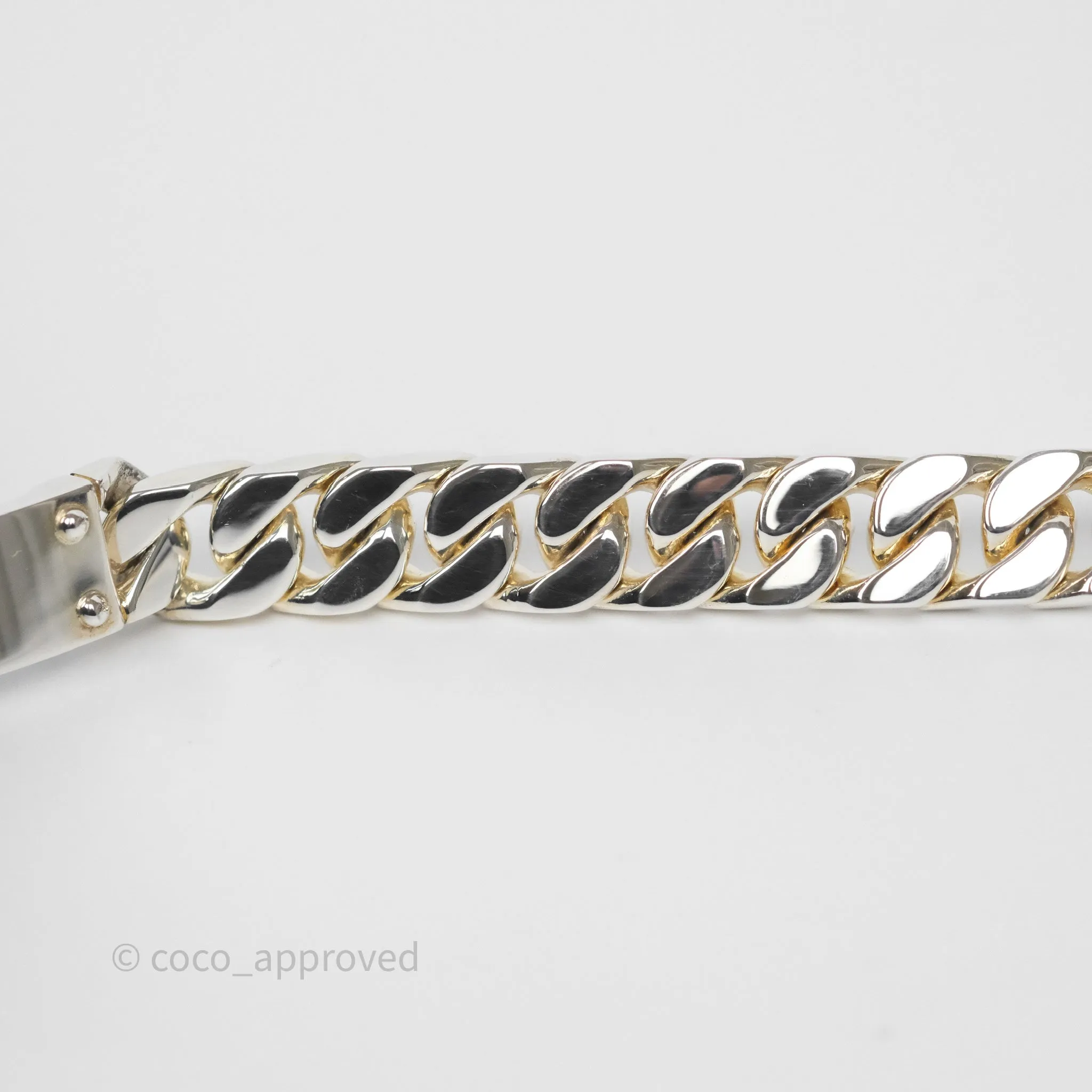 Hermes Kelly Gourmette GM Bracelet Silver Size ST