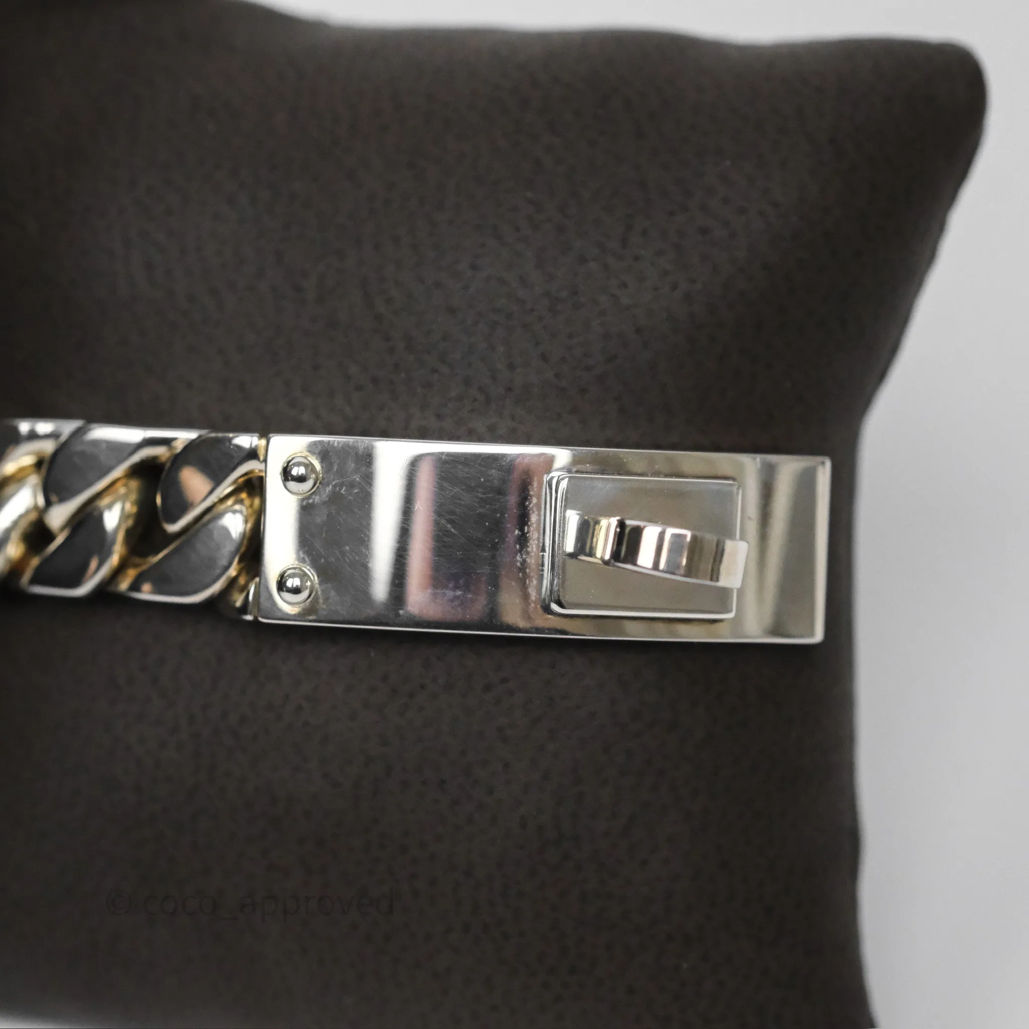 Hermes Kelly Gourmette GM Bracelet Silver Size ST