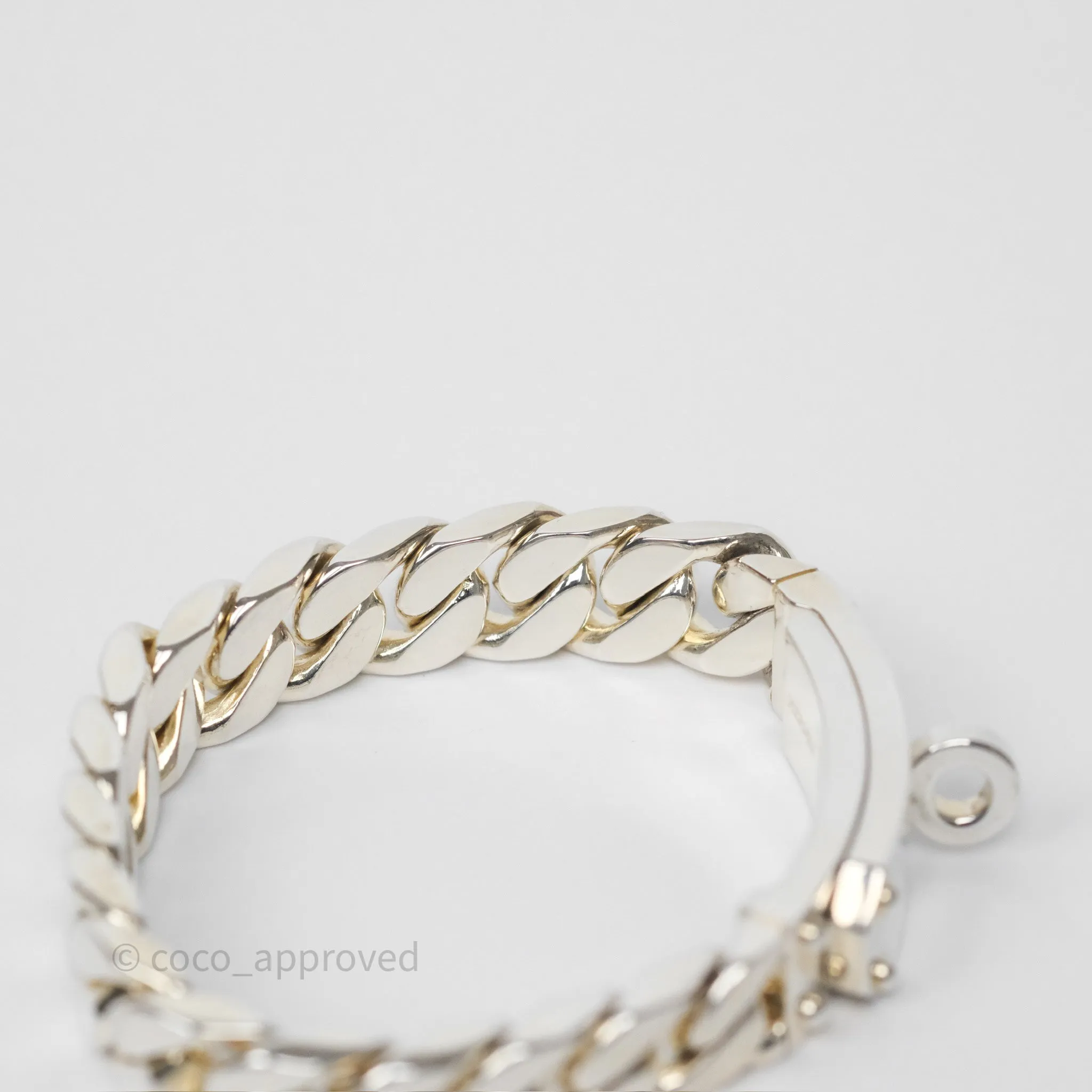 Hermes Kelly Gourmette GM Bracelet Silver Size ST