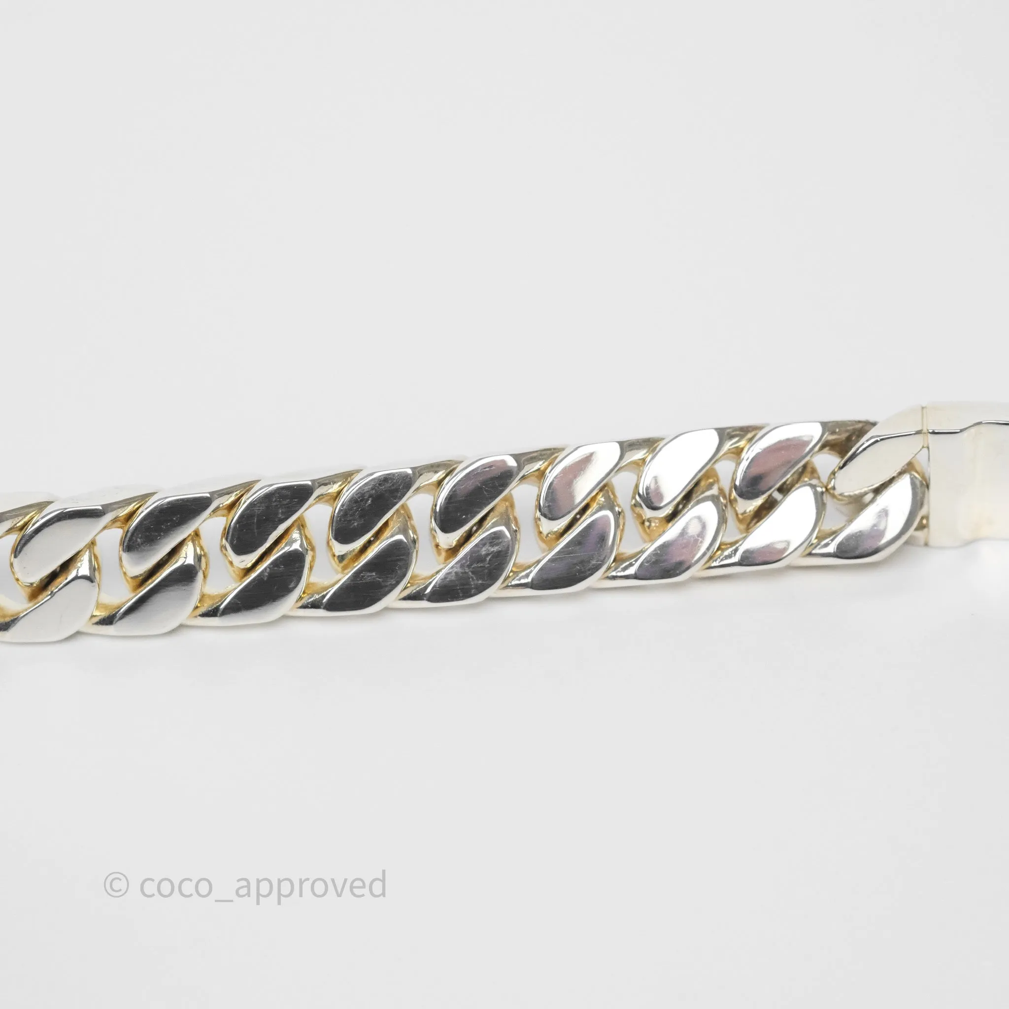 Hermes Kelly Gourmette GM Bracelet Silver Size ST