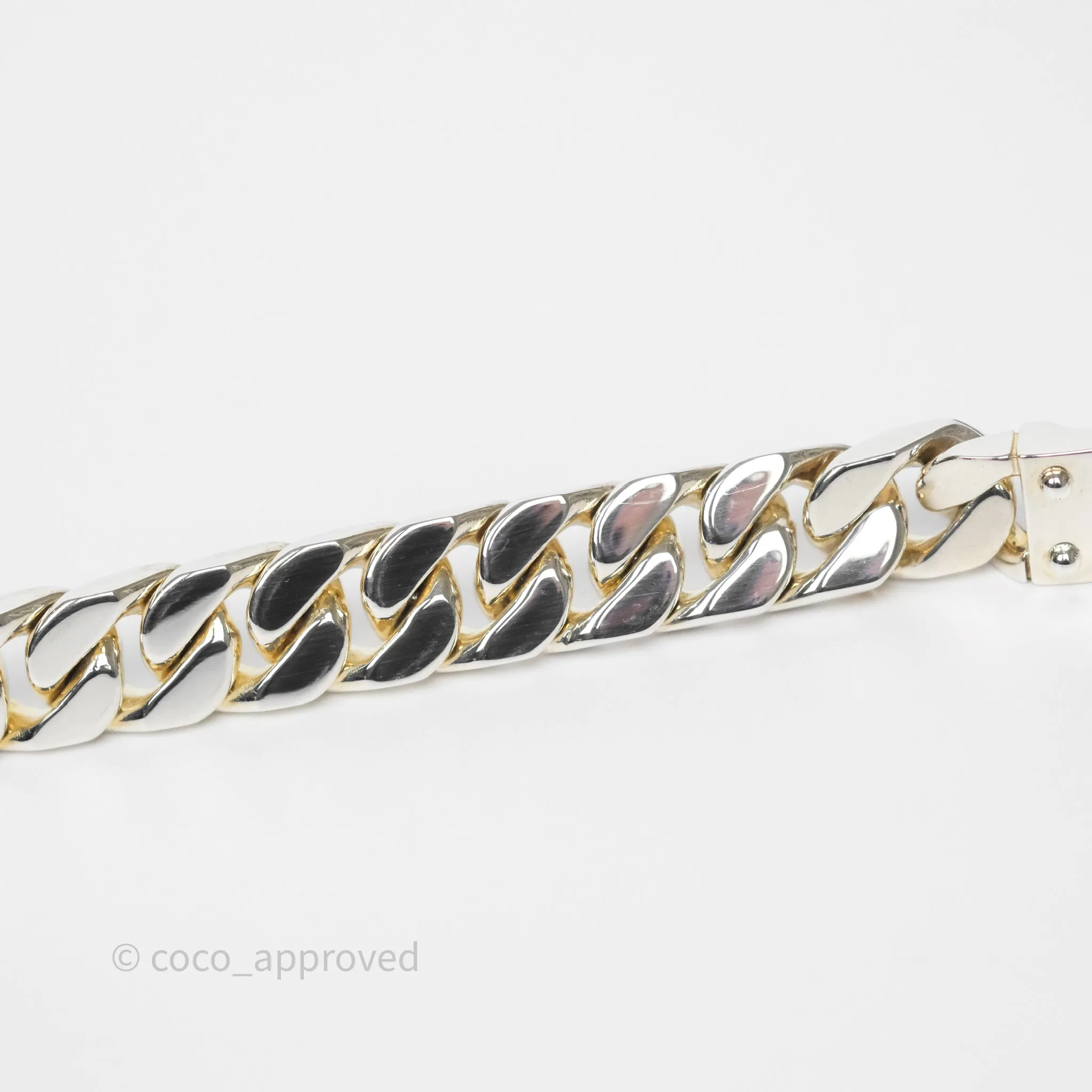 Hermes Kelly Gourmette GM Bracelet Silver Size ST
