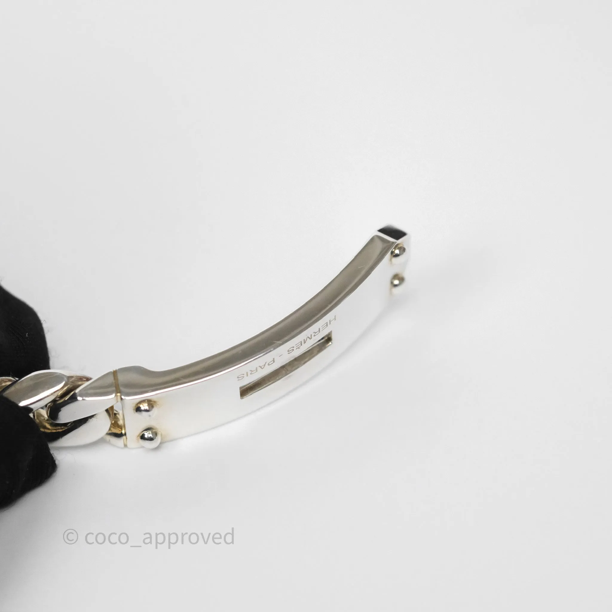 Hermes Kelly Gourmette GM Bracelet Silver Size ST